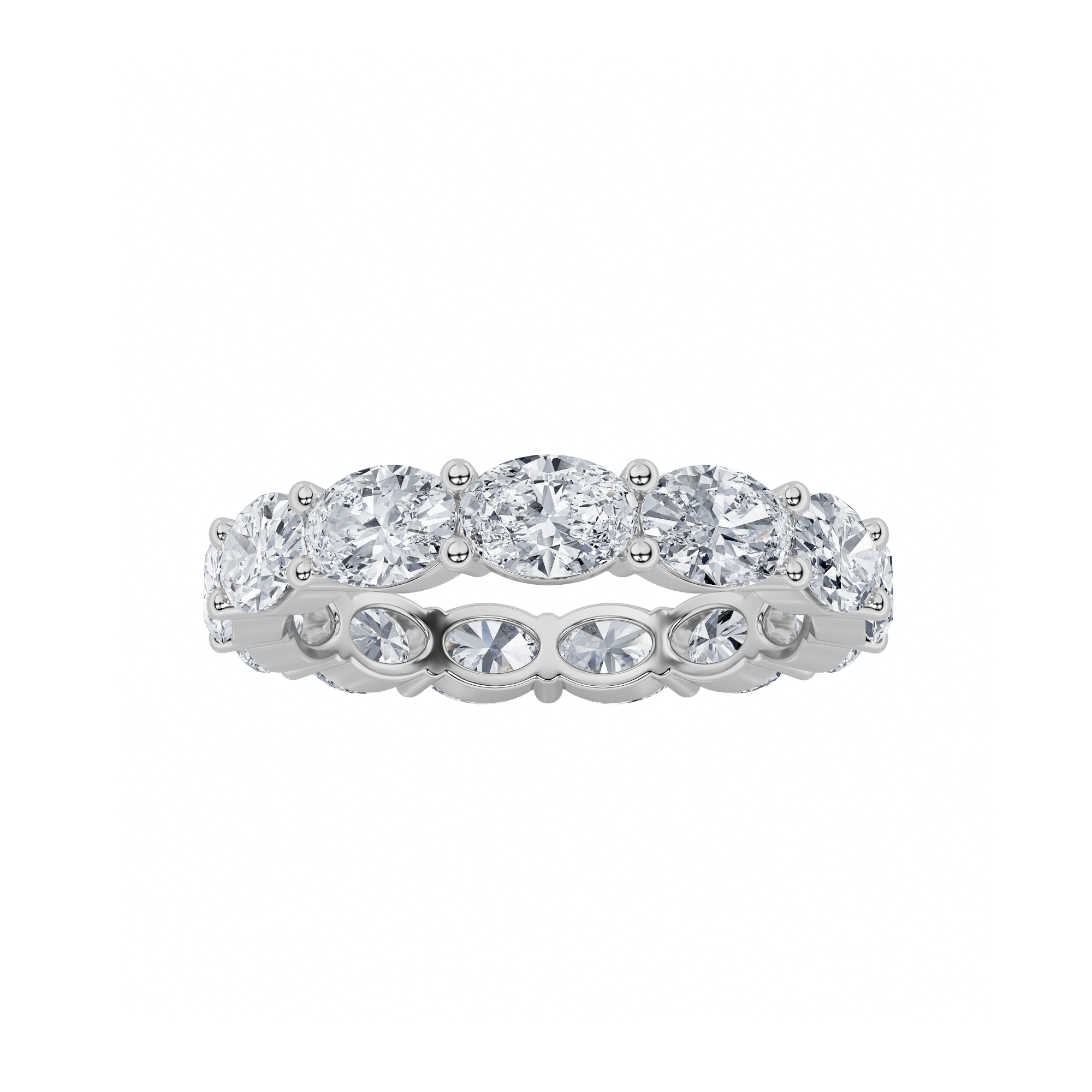 2.08ct 14K White Gold Eternity Band Oval Diamond Ring
