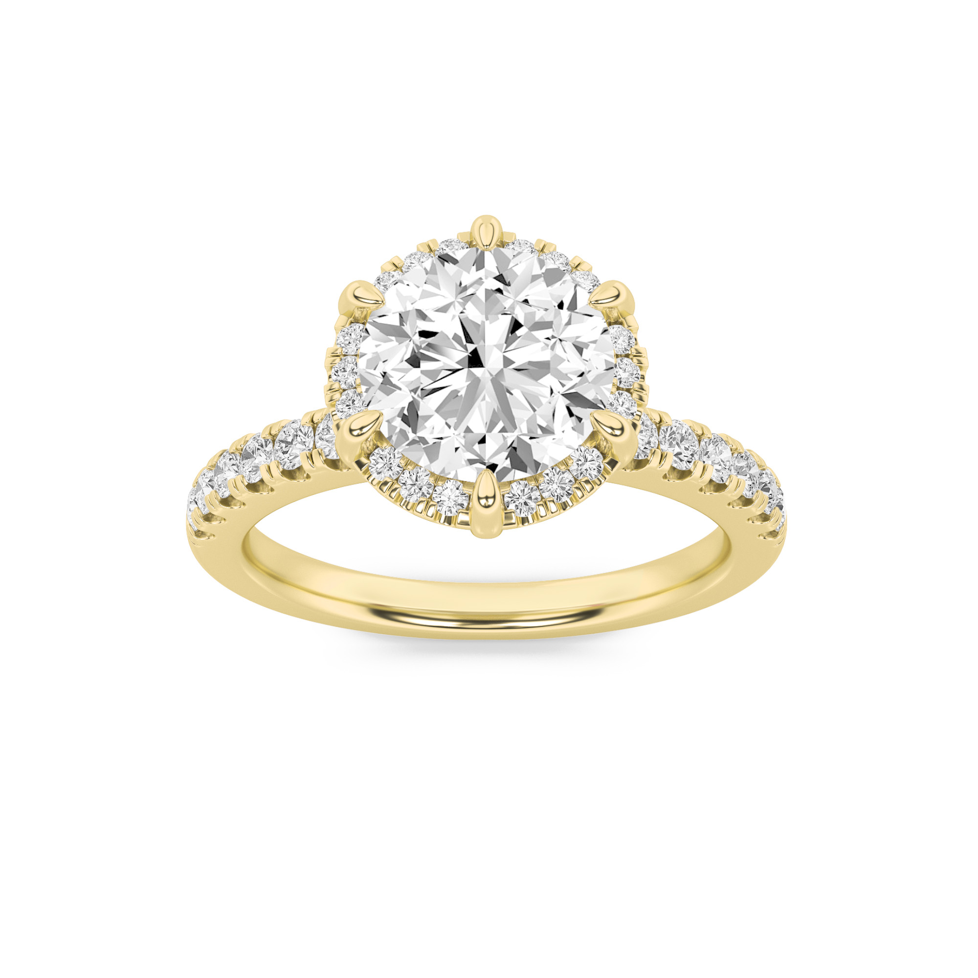 2.10ct 14K Yellow Gold Round Diamond Engagement Ring