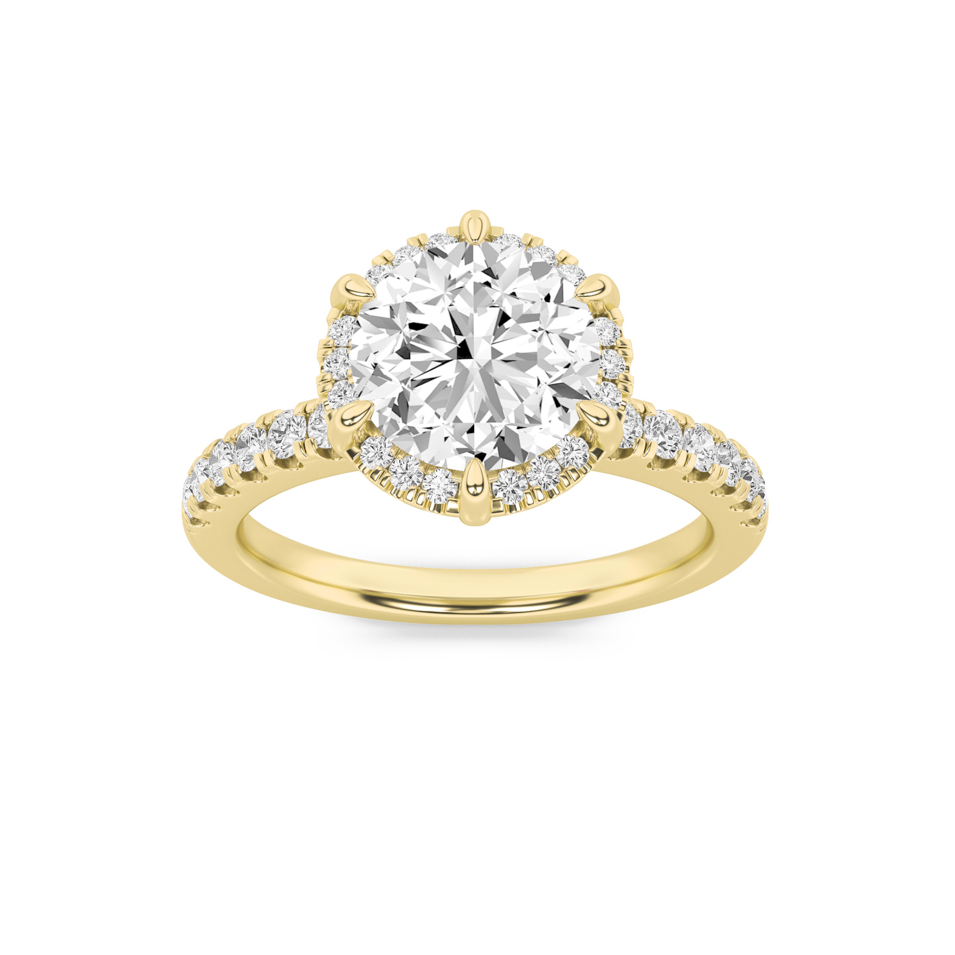 2.10ct 14K Yellow Gold Round Diamond Engagement Ring
