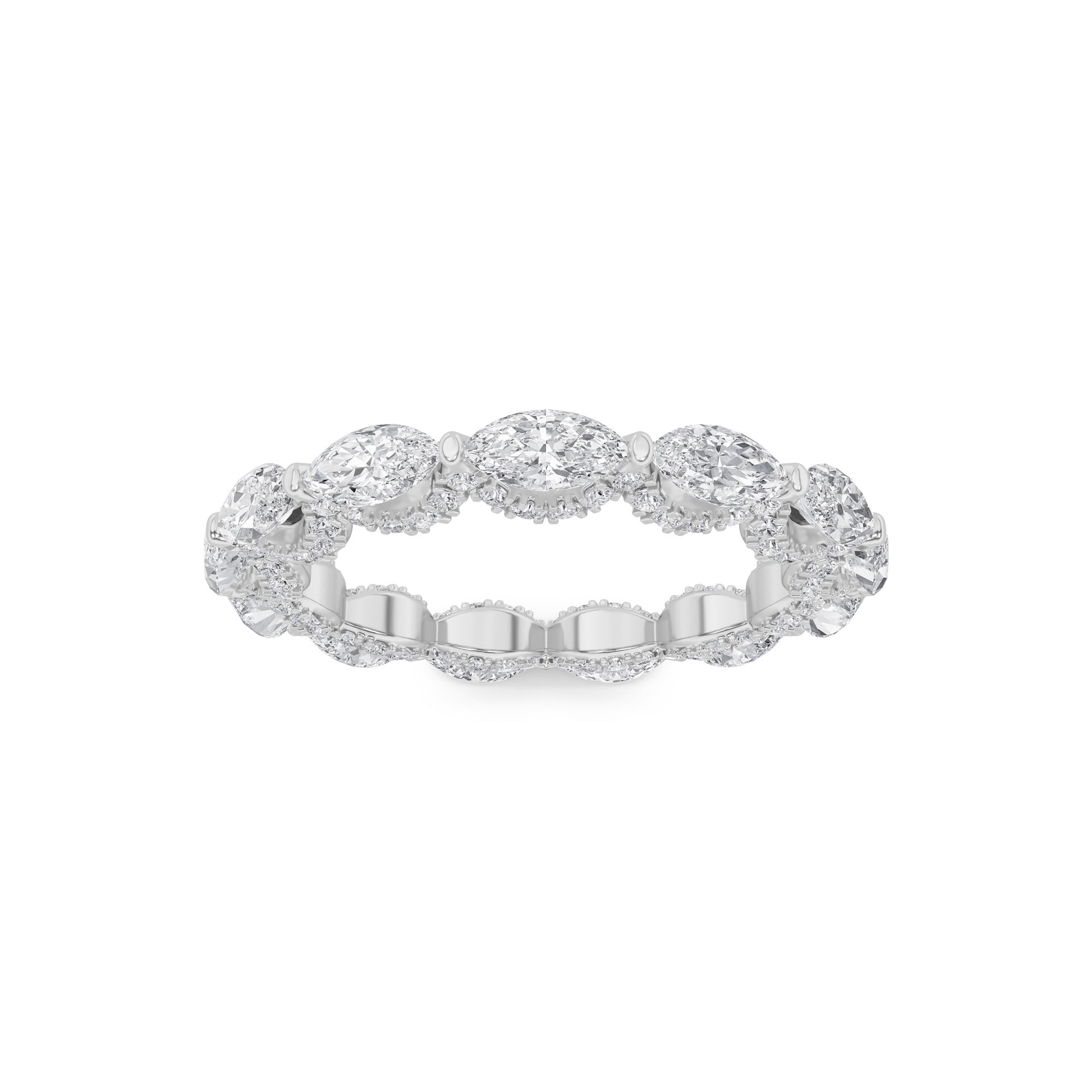 2.55ct 14K White Gold Eternity Band Marquise Diamond Ring