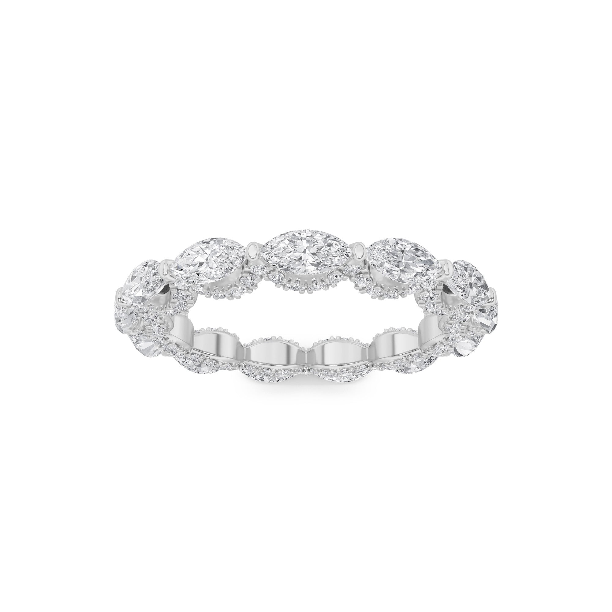 2.55ct 14K White Gold Eternity Band Marquise Diamond Ring