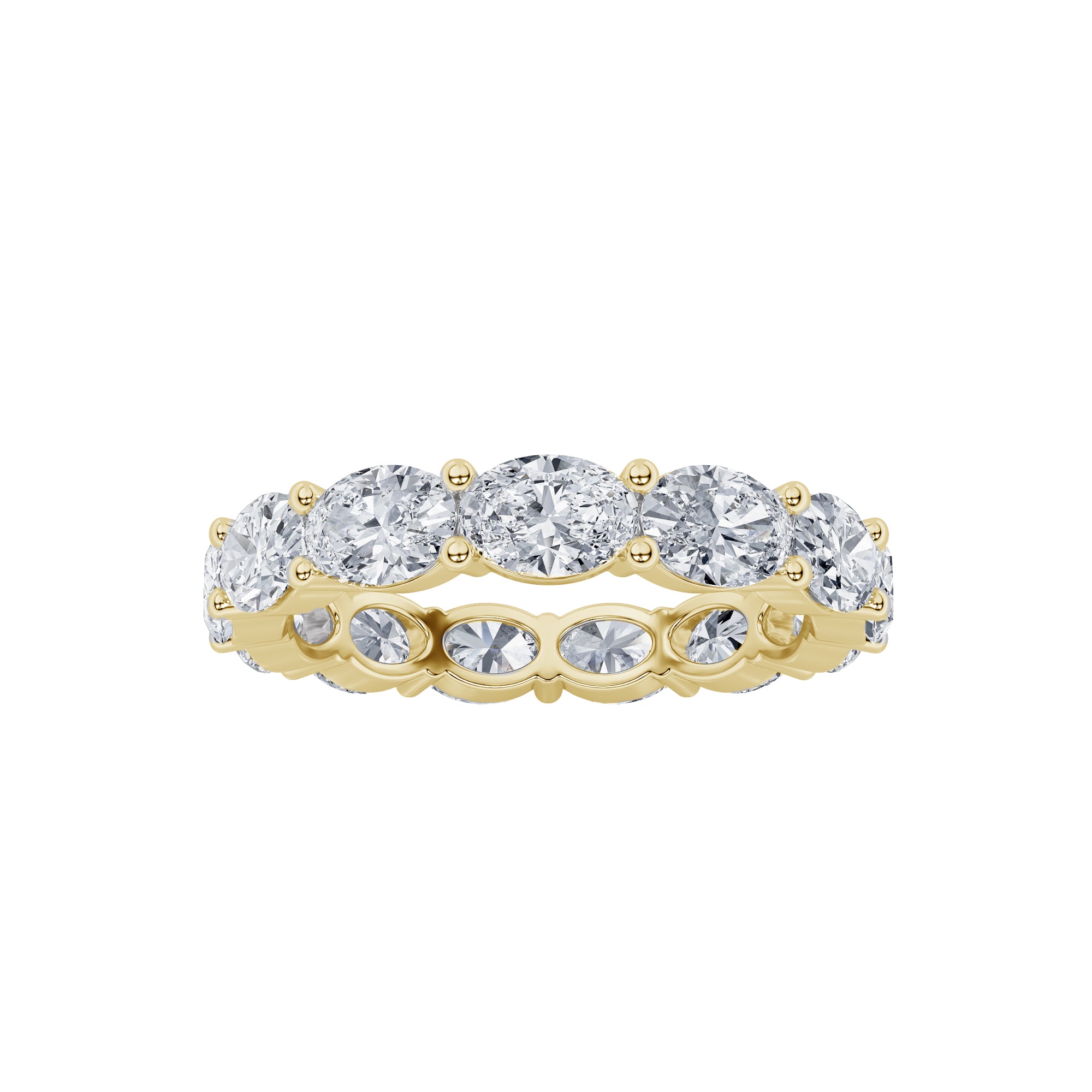2.08ct 14K Yellow Gold Eternity Band Oval Diamond East West Ring