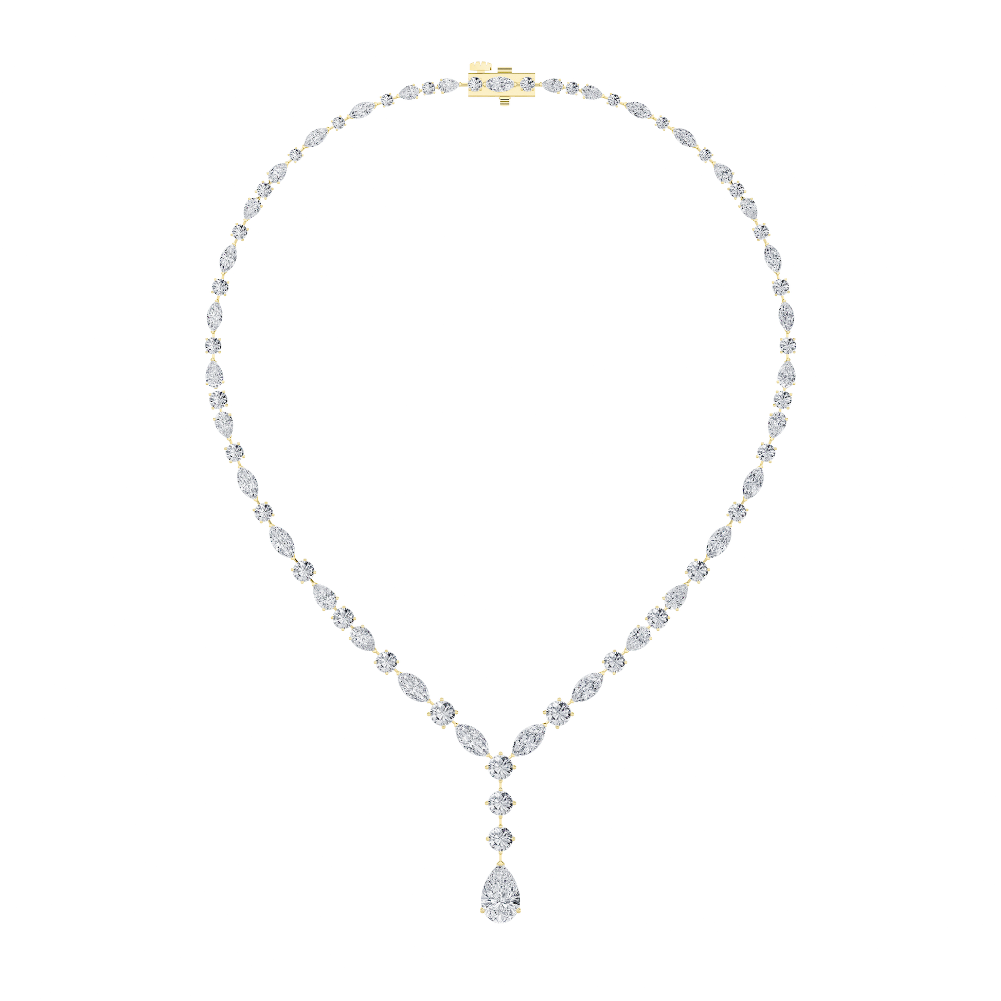 22.50ct 14KT Yellow Gold Diamond Luxury Pear Drop Necklace