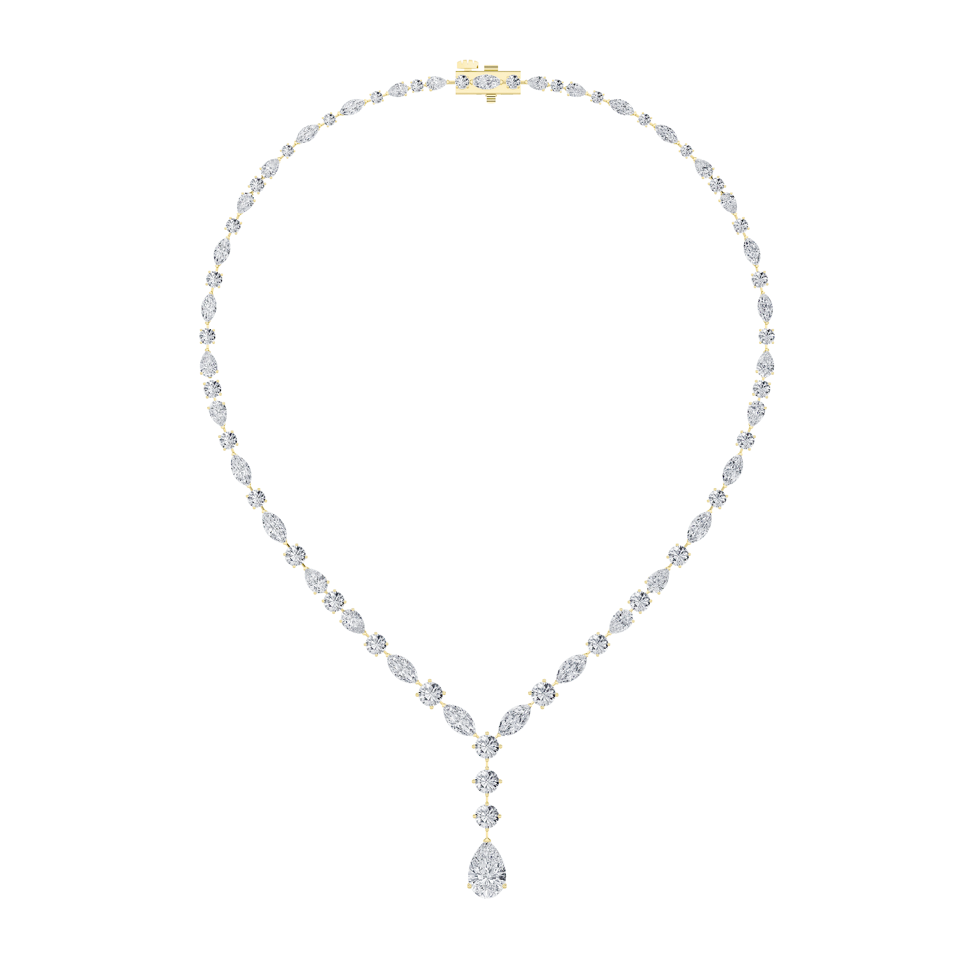 22.50ct 14KT Yellow Gold Diamond Luxury Pear Drop Necklace