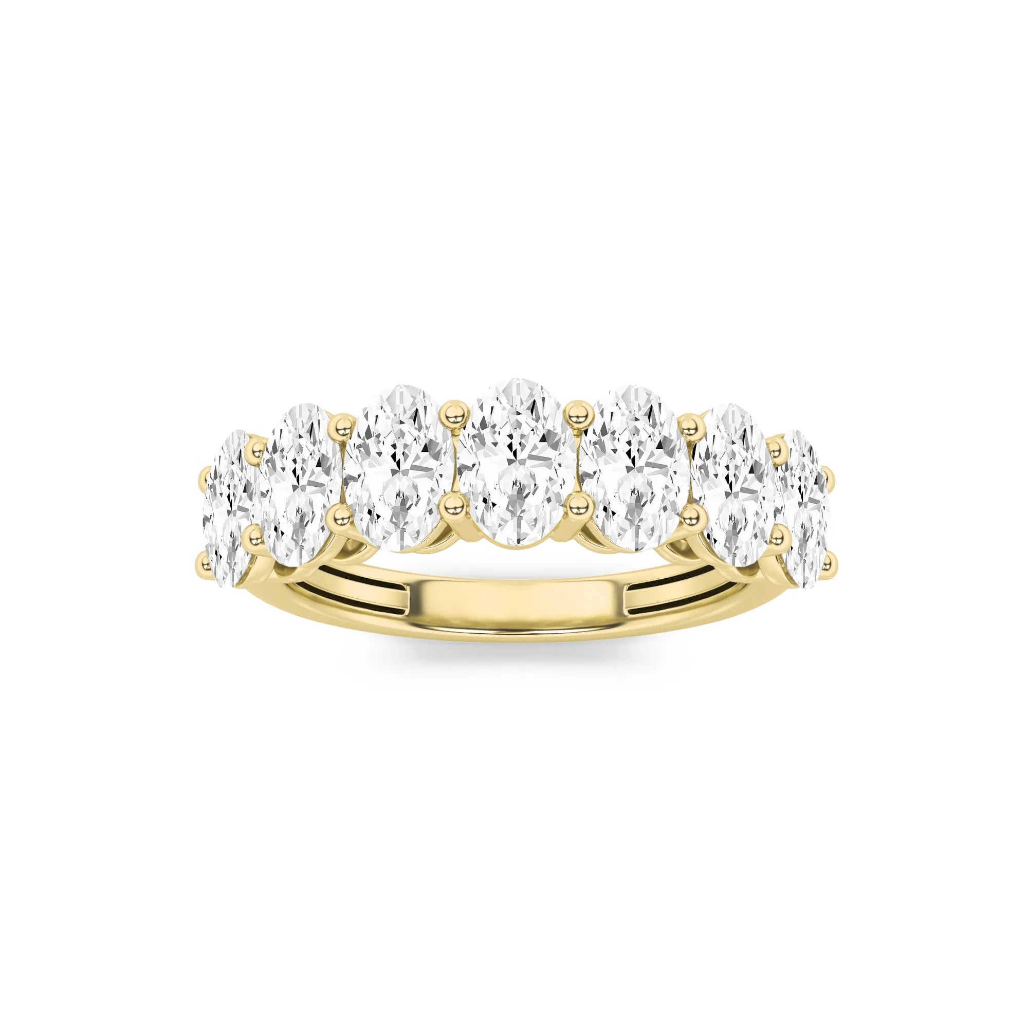 3.08ct 14K Yellow Gold Half Eternity Band Oval Diamond Ring