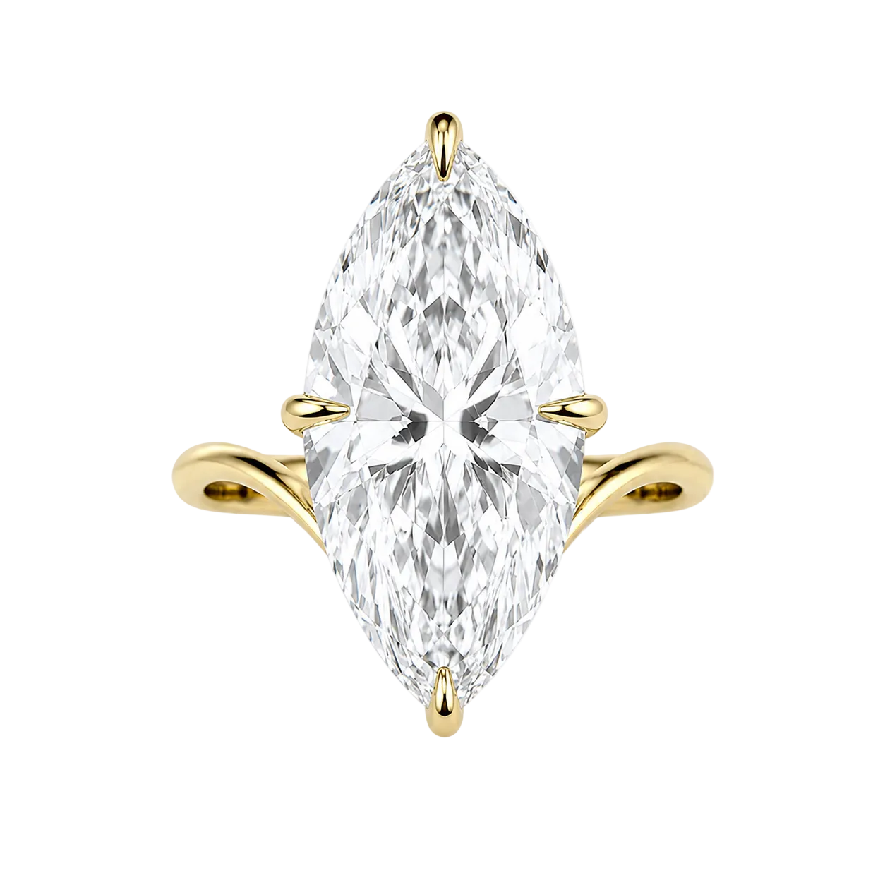 5.00ct 14K Yellow Gold Marquise Diamond Solitaire Ring (IGI Certified)