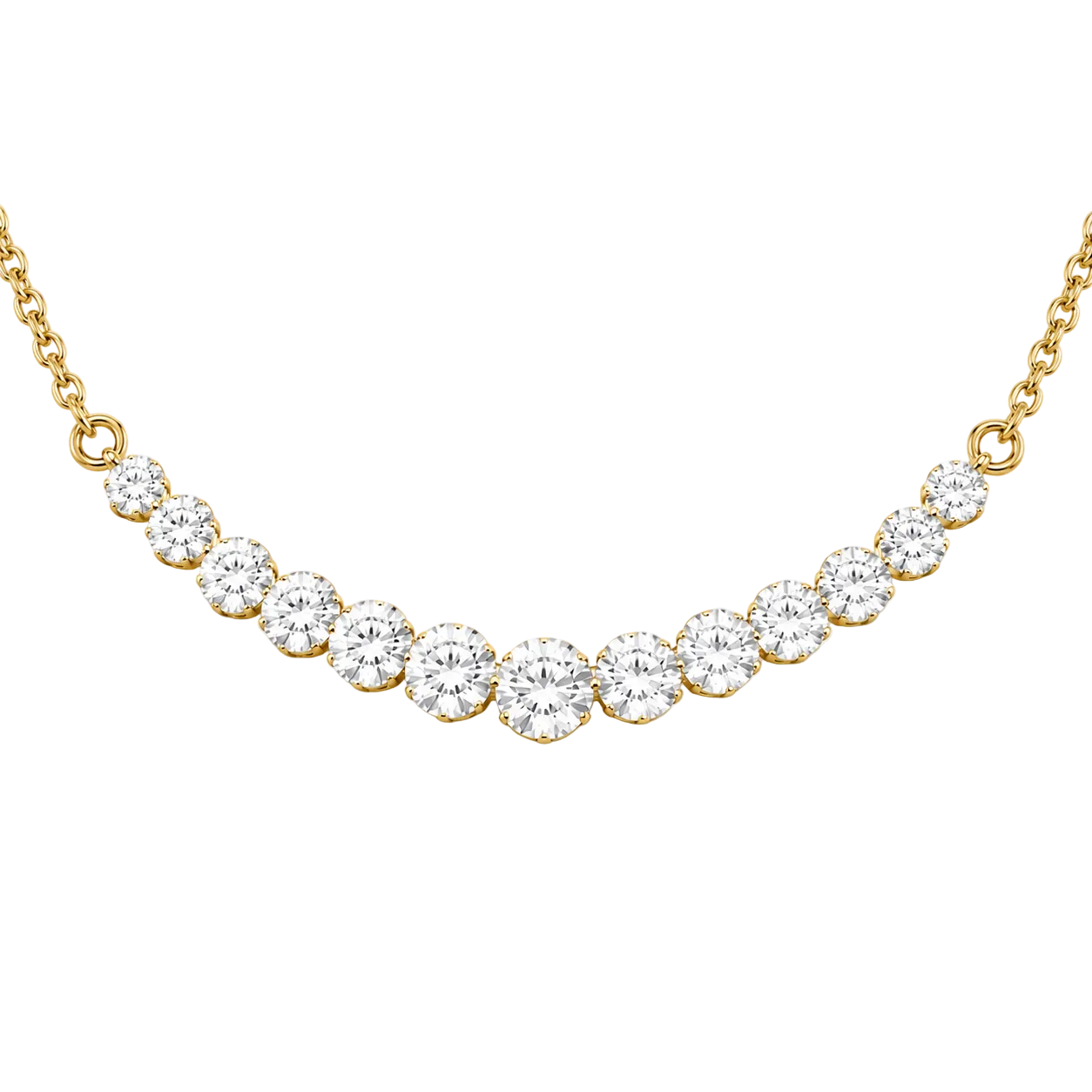 3.00cts. 14K Yellow Gold Graduated Diamond Bar Necklace (IGI Certified)