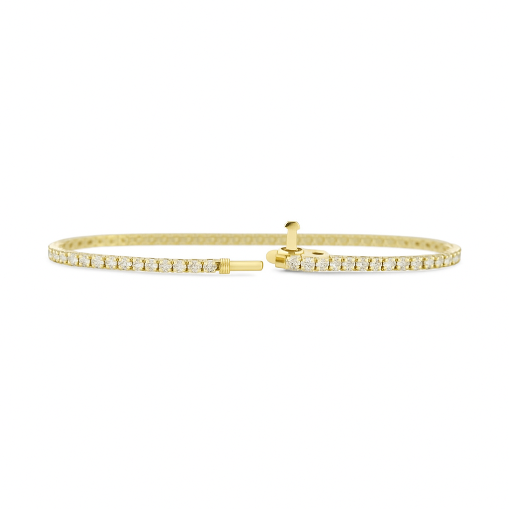 3.44ct 14KT Yellow Gold Diamond Tennis Bracelet 7"_2