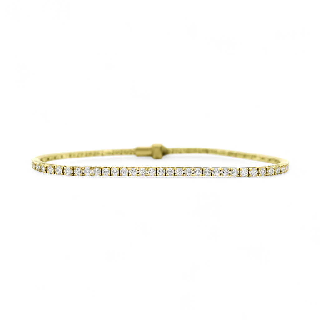3.44ct 14KT Yellow Gold Diamond Tennis Bracelet 7"