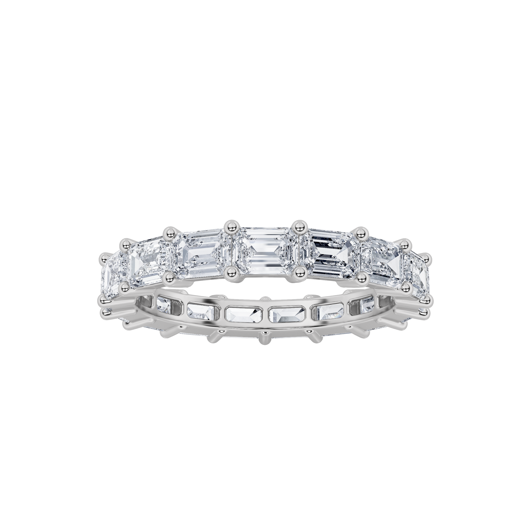 3.75ct 14K White Gold Eternity Band Emerald Diamond Ring