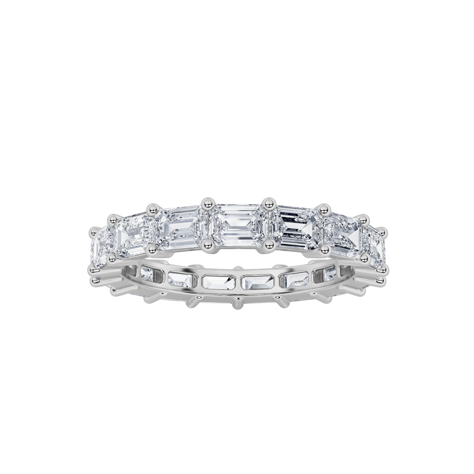3.75ct 14K White Gold Eternity Band Emerald Diamond Ring