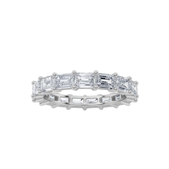3.75ct 14K White Gold Eternity Band Emerald Diamond Ring