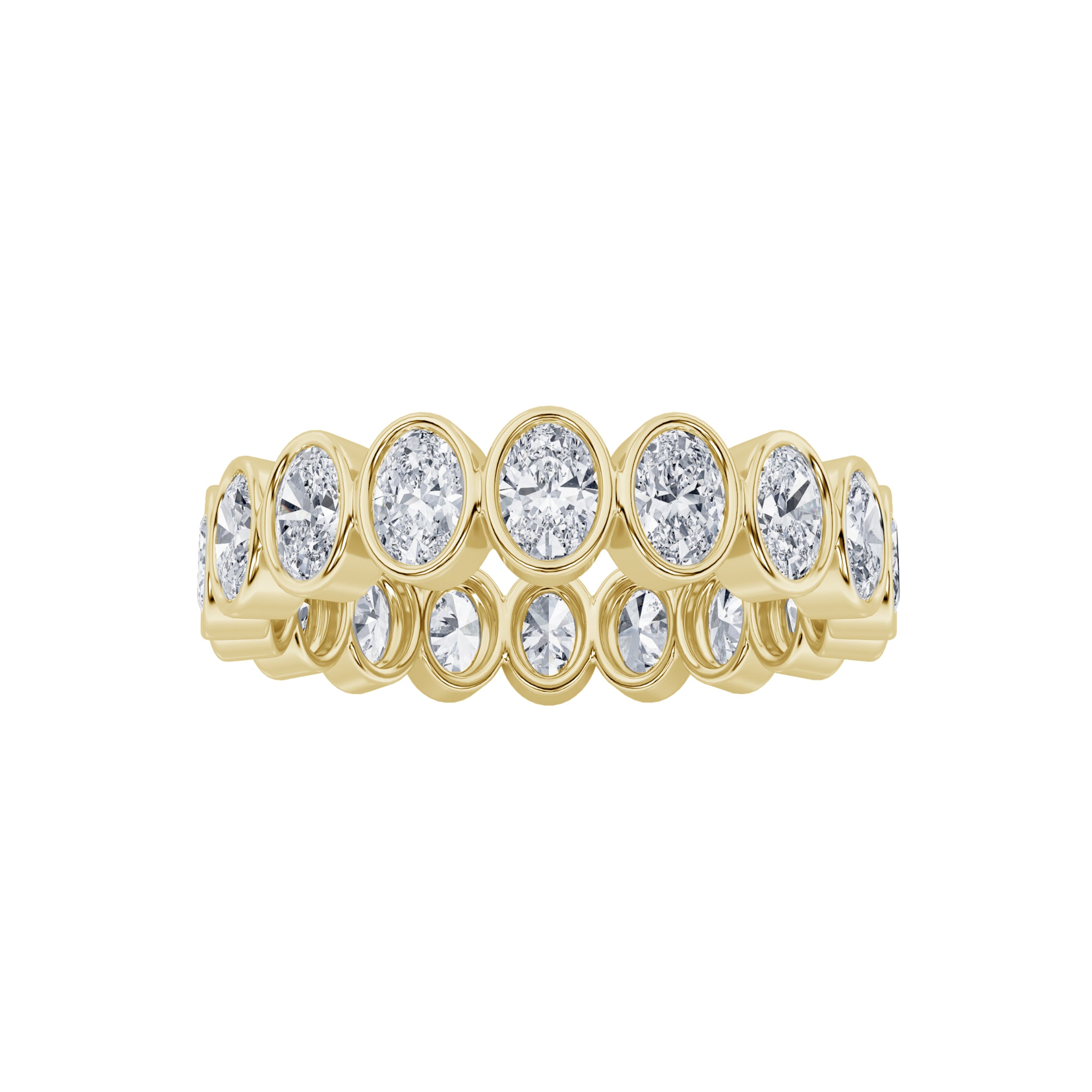 3.75ct 14K Yellow Gold Bezel Eternity Band Oval Diamond Ring