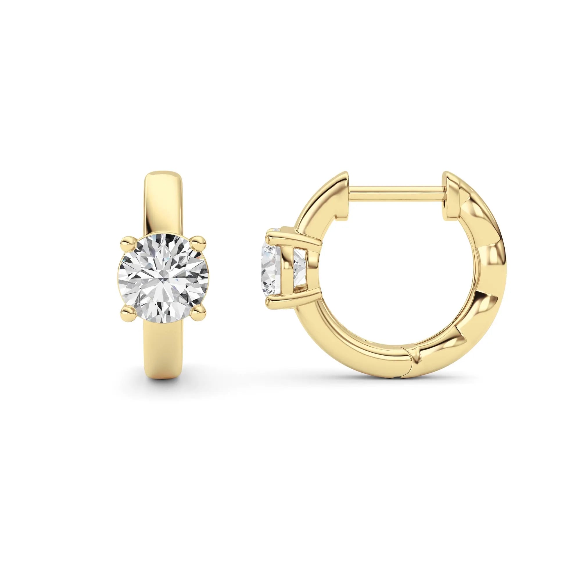1.11ct 14K Yellow Gold Round Fancy Diamond Hoop Earrings (IGI Certified)