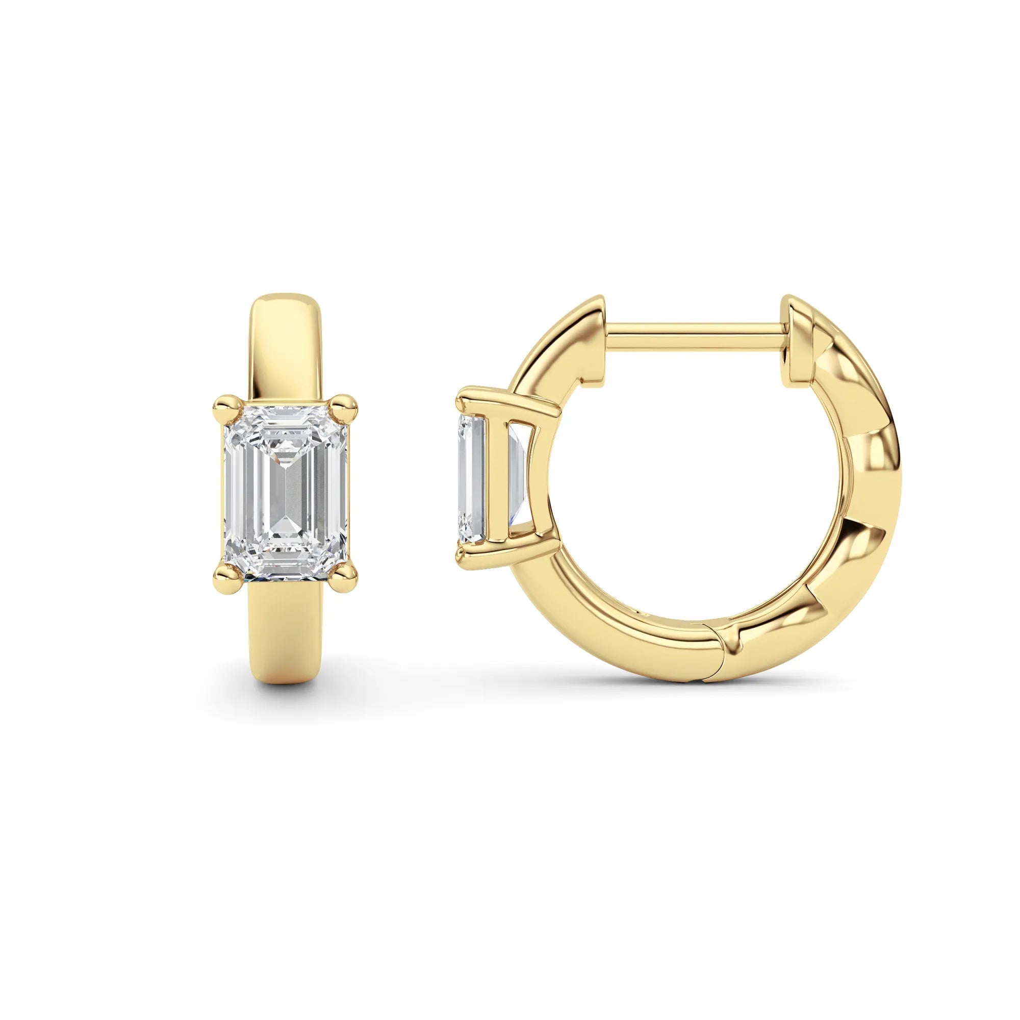 1.00ct 14K Yellow Gold Emerald Fancy Diamond Hoop Earrings (IGI Certified)