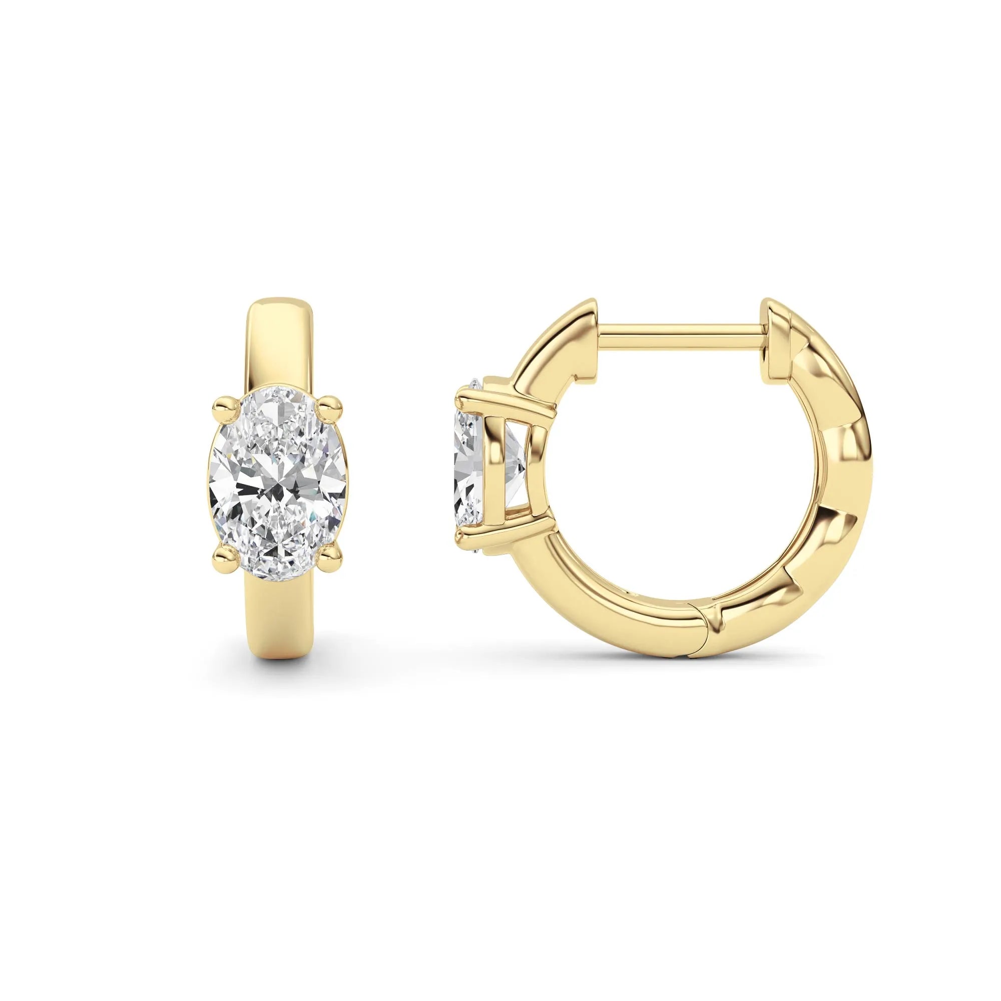 1.00ct 14K Yellow Gold Oval Fancy Diamond Hoop Earrings (IGI Certified)