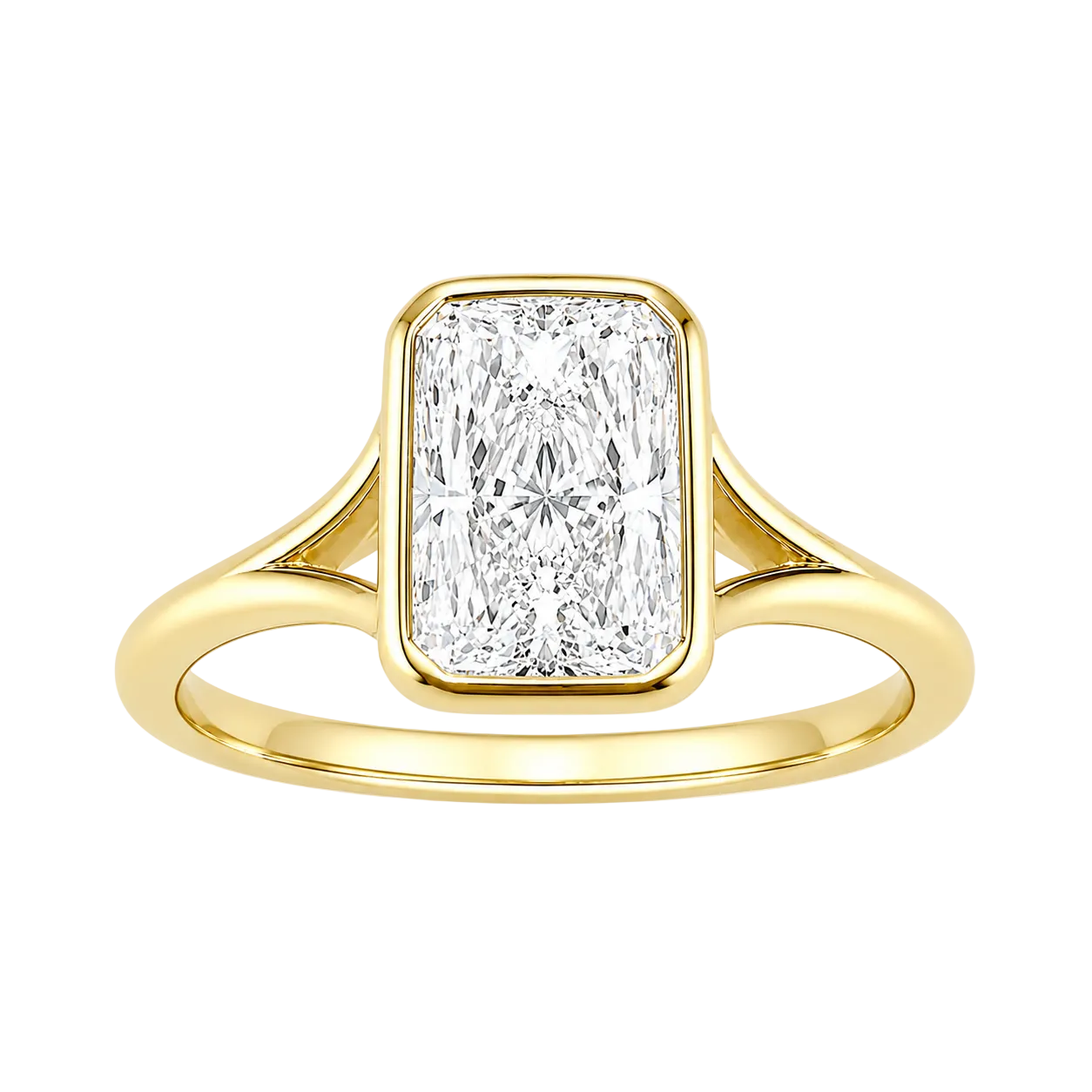 1.54ct 14K Yellow Gold Radiant Diamond Bezel Engagement Ring (IGI Certified)