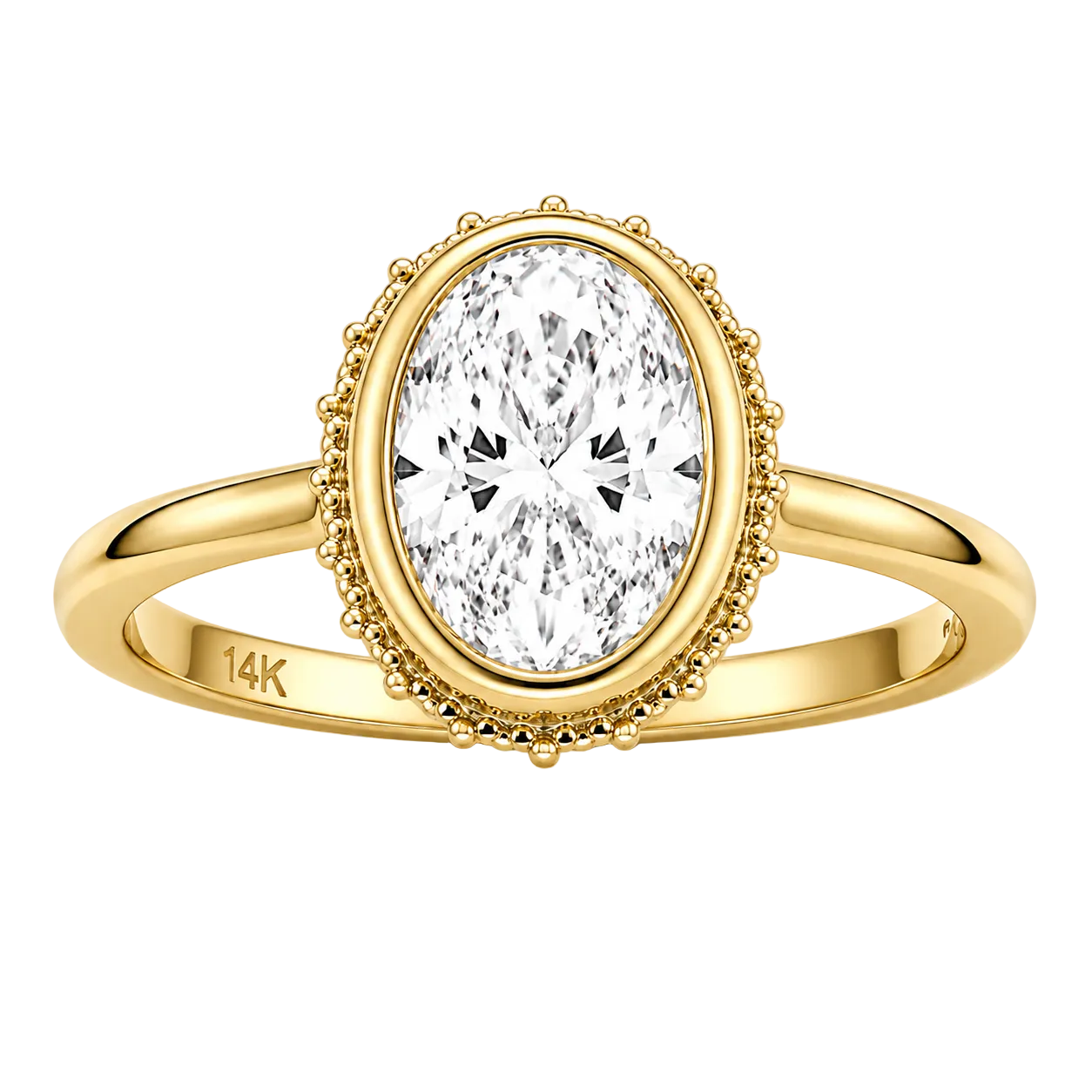 1.10ct 14K Yellow Gold Oval Diamond Halo Engagement Ring (IGI Certified)