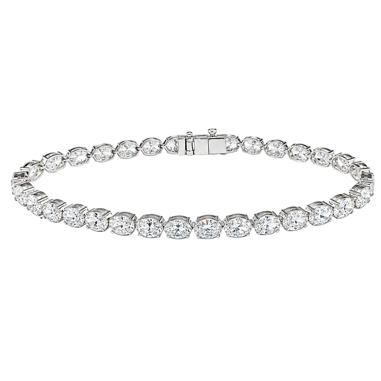 8.41ct 14K White Gold Oval-East-West Lab-Grown Diamond Tennis Bracelet