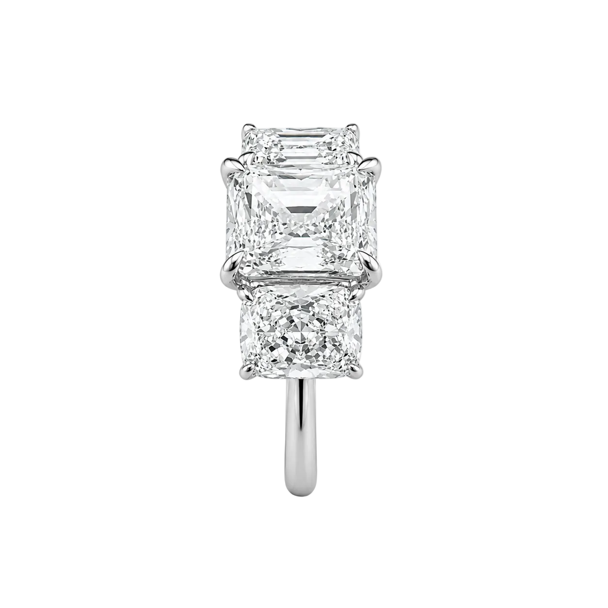 5.85ct 14K White Gold Radiant Cut Three-Stone Engagement Ring (IGI Certified)