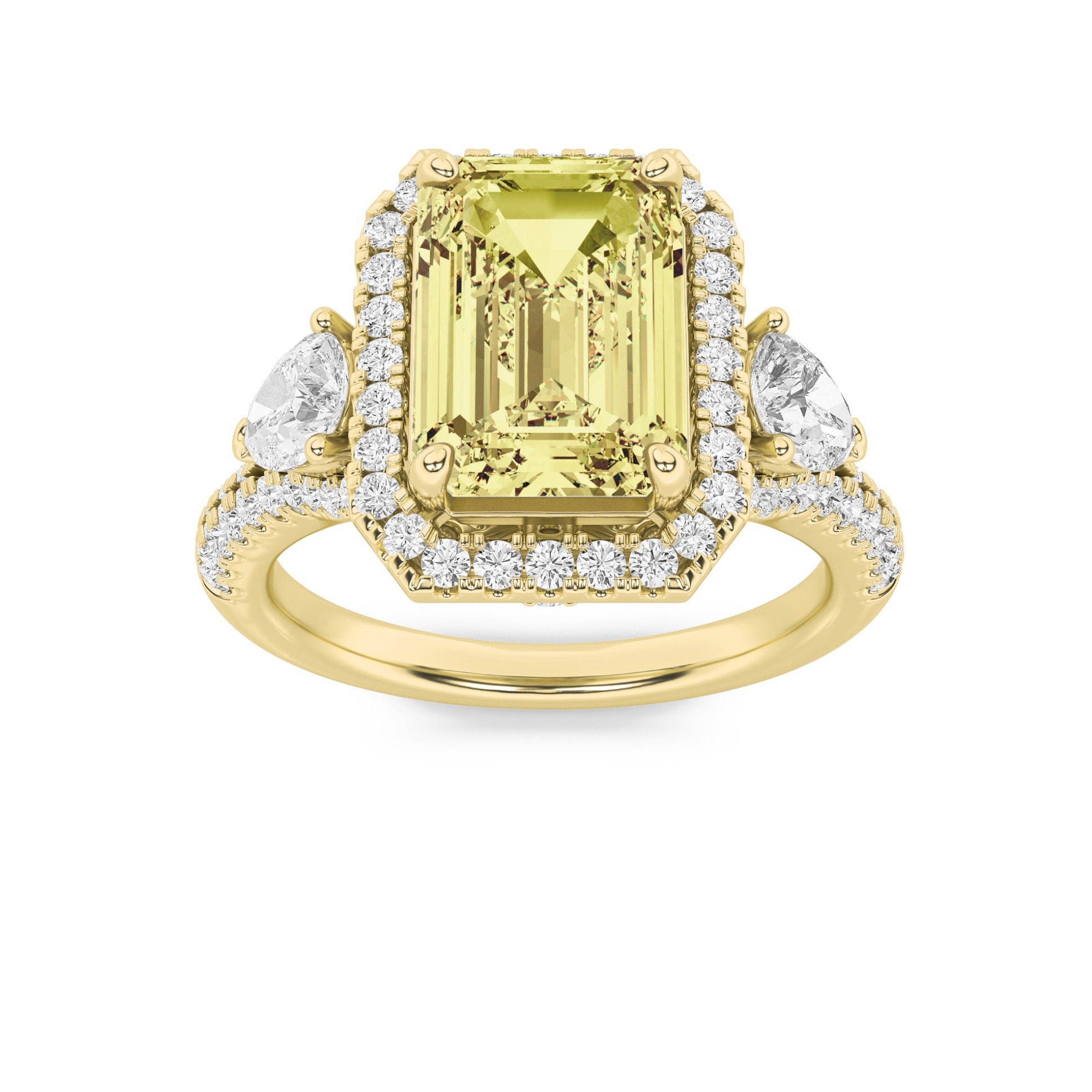 4.25ct 14KT Yellow Gold Yellow Emerald Cut Diamond Luxury Ring