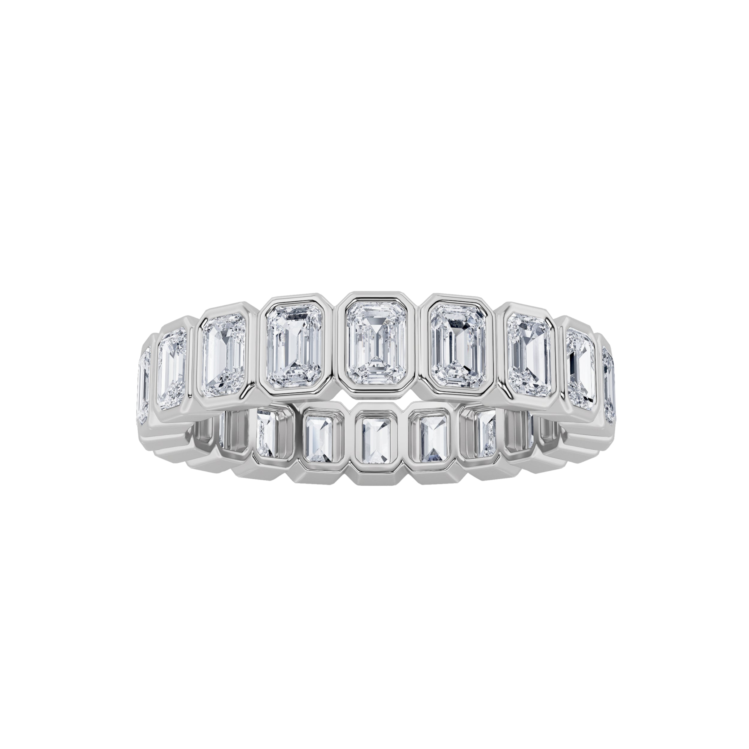 4.25ct 14K White Gold Eternity Band Emerald Diamond Ring