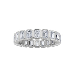 4.25ct 14K White Gold Eternity Band Emerald Diamond Ring