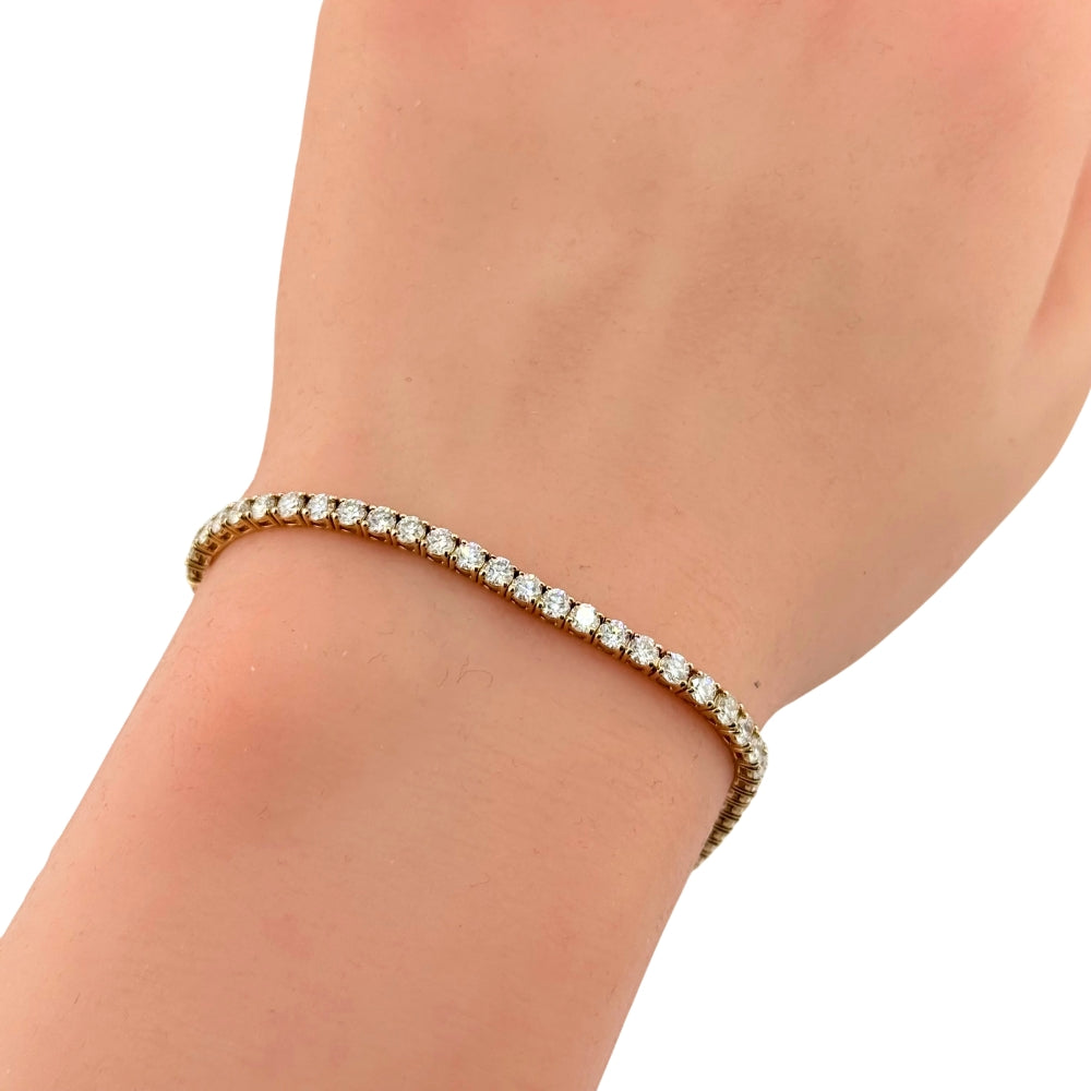 4.57ct 14K Yellow Gold Diamond Tennis Bracelet 7"