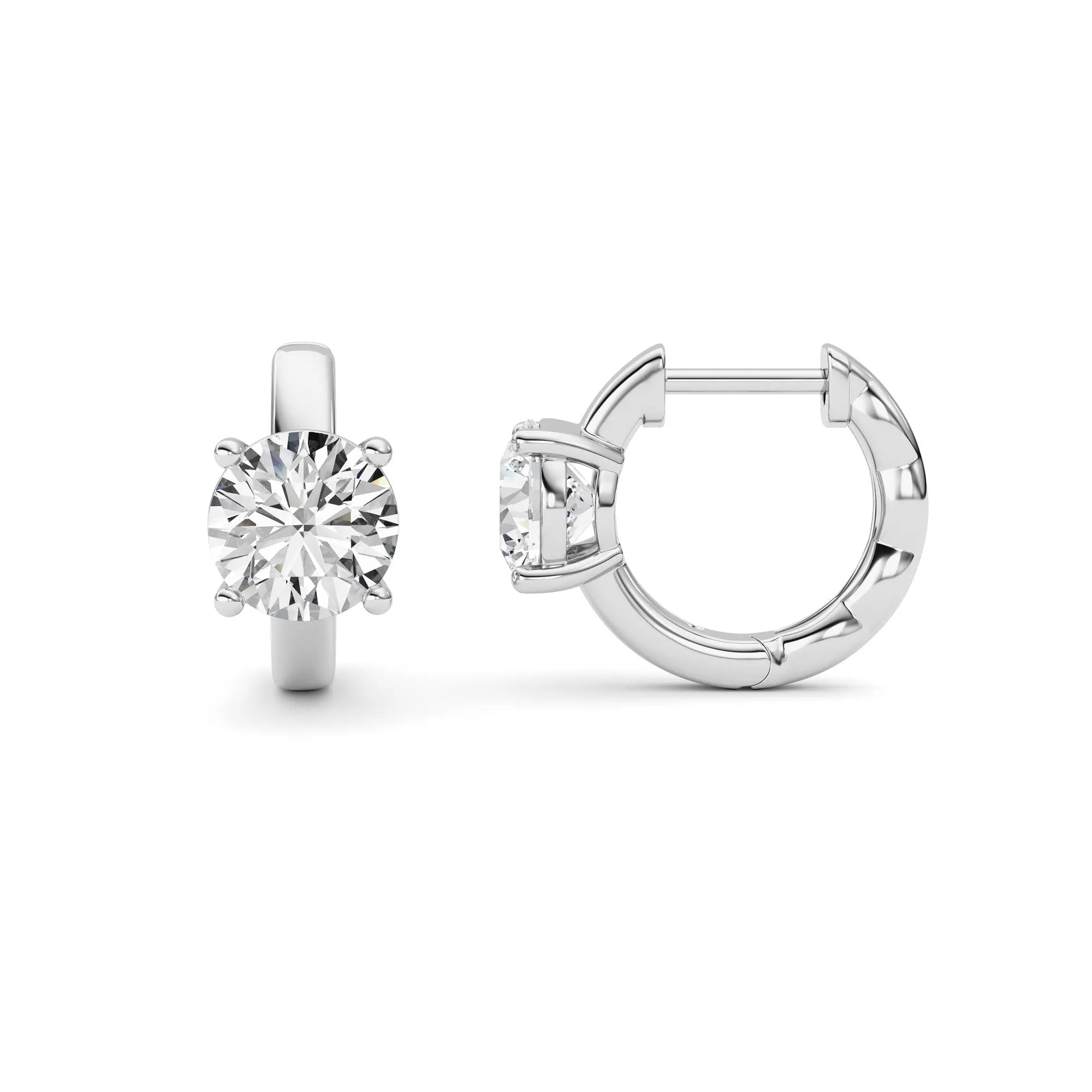 1.00ct 14K White Gold Round Fancy Diamond Hoop Earrings (IGI Certified)