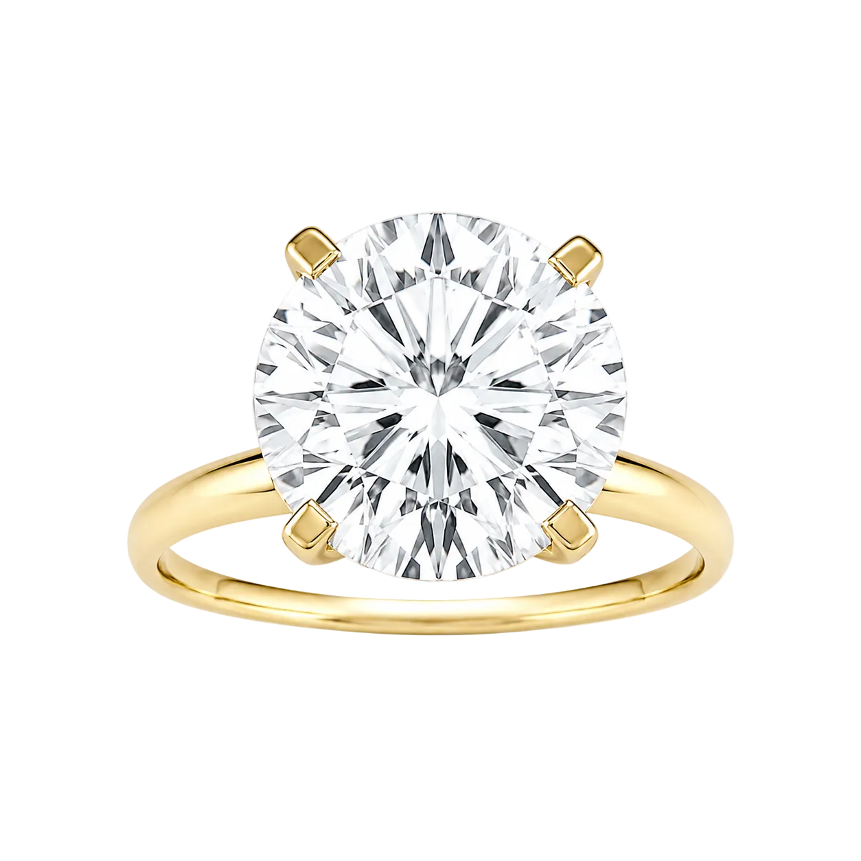 5.10ct 14K Yellow Gold Round Diamond Solitaire Engagement Ring (IGI Certified)