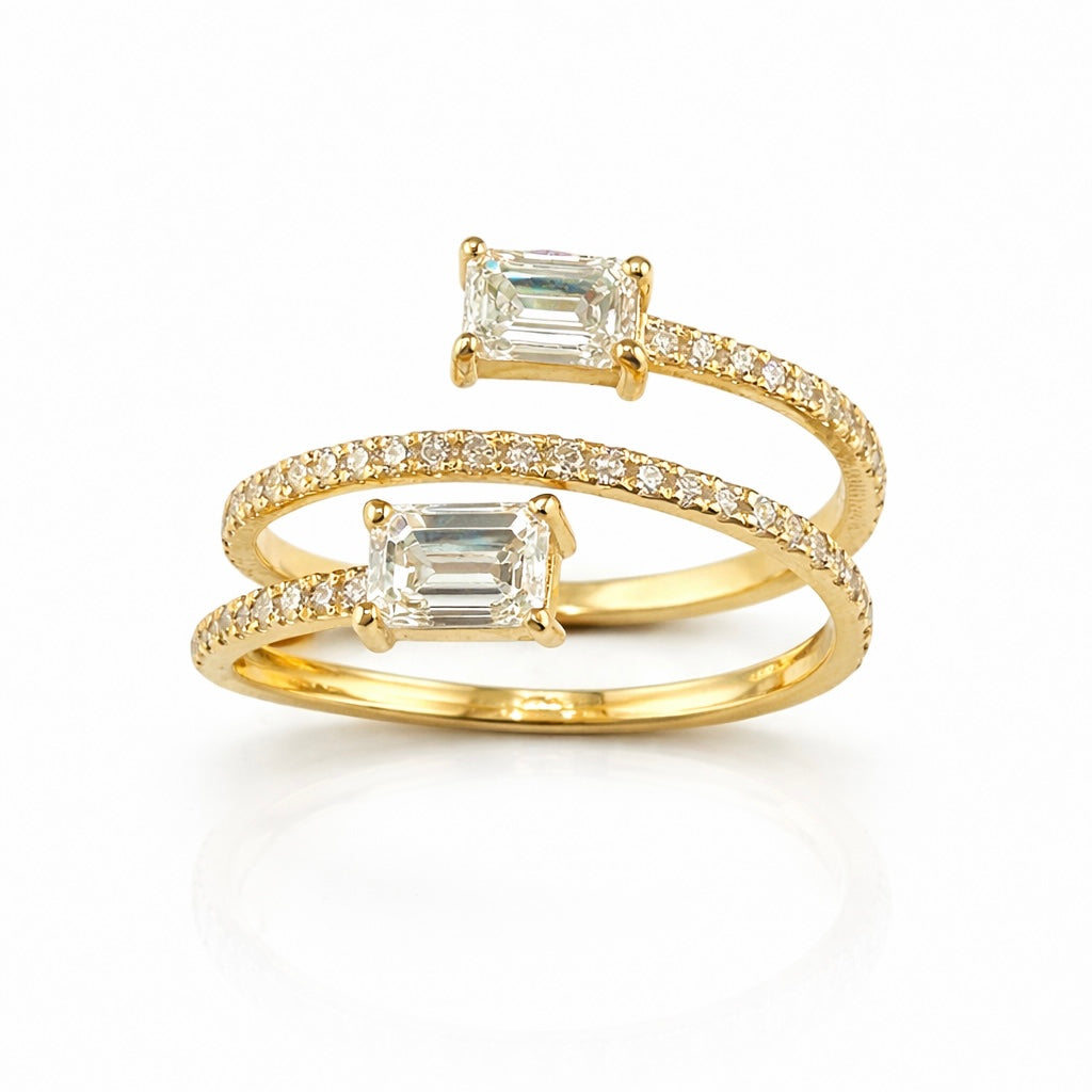1.36ct 14K Yellow Gold Fancy Swirl Emerald Diamond Ring