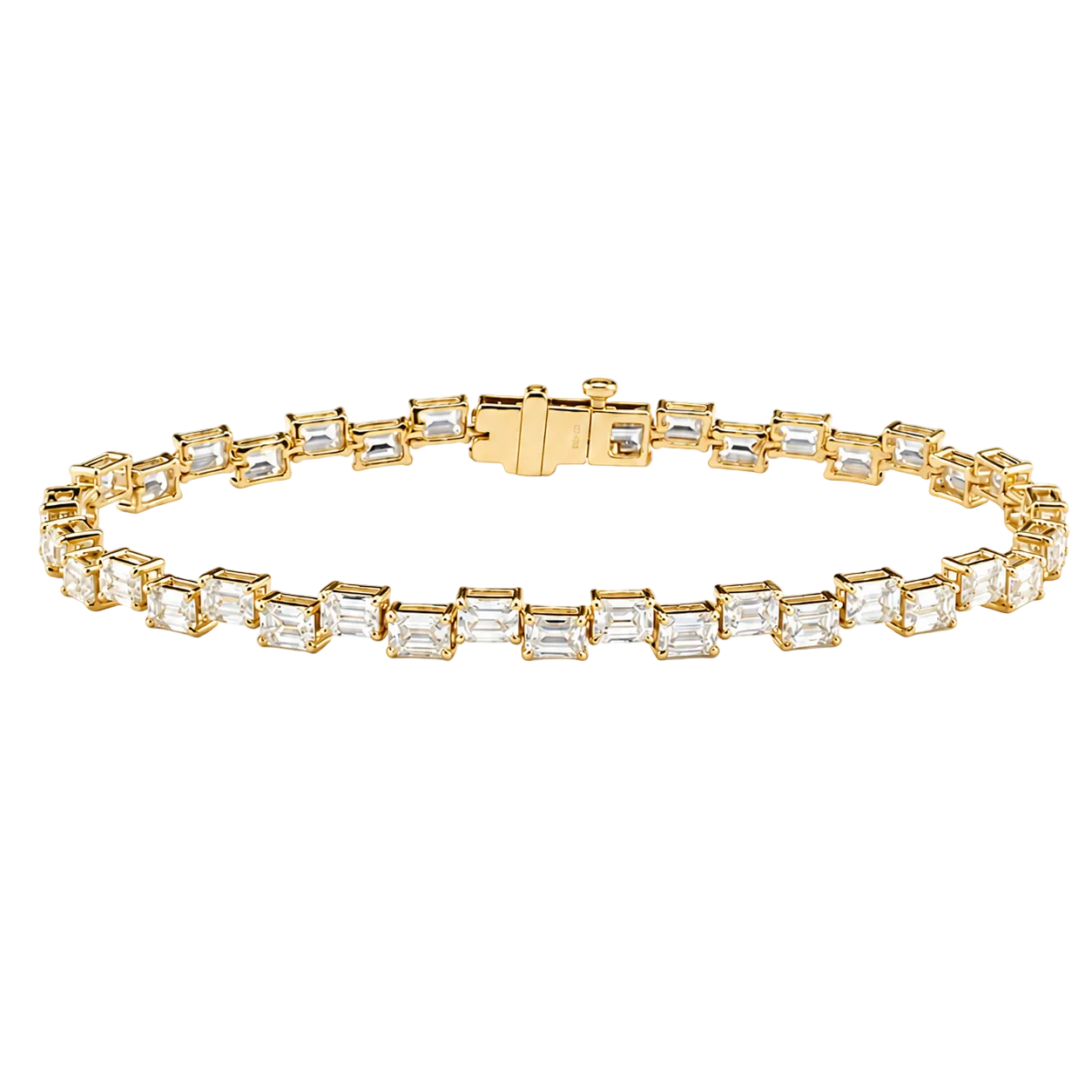 9.75ct 14K Yellow Gold Opura Kensington Emerald Lab-Grown Diamond Tennis Bracelet