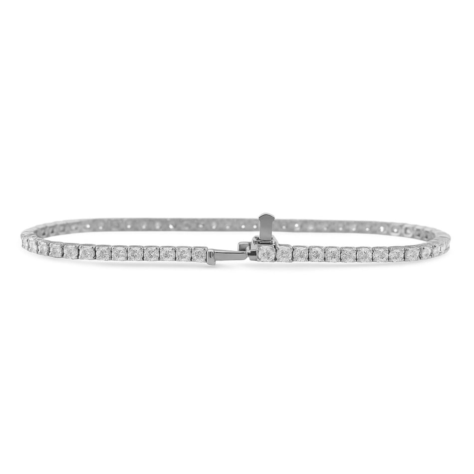 5.48ct 14K White Gold Diamond Tennis Bracelet 7"