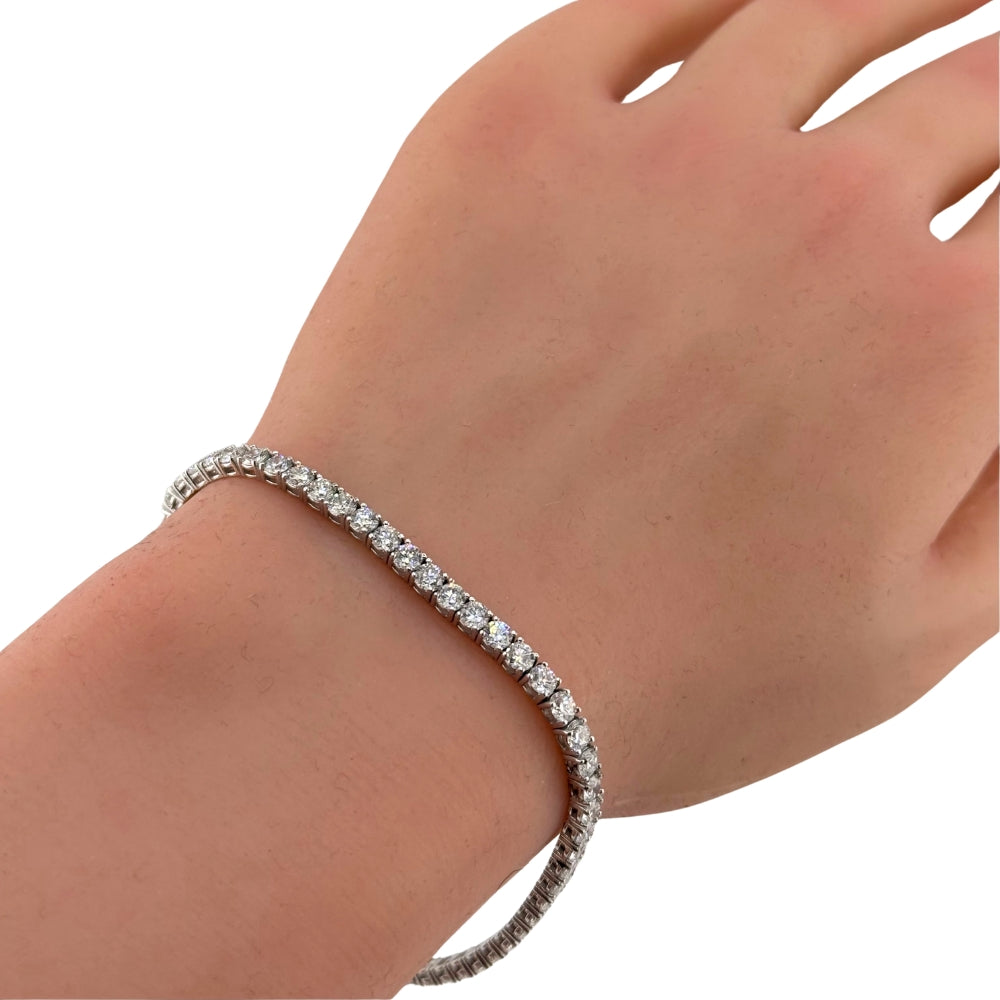 5.48ct 14K White Gold Diamond Tennis Bracelet 7"