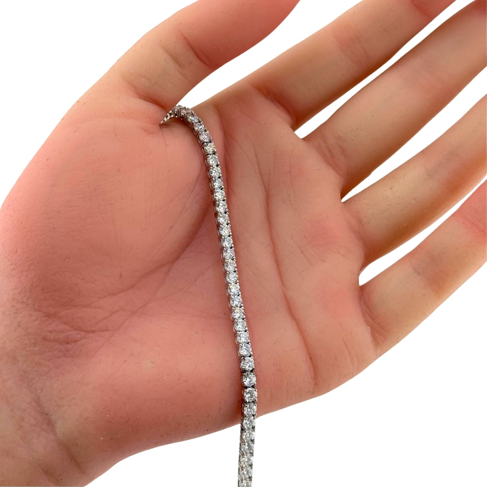 5.48ct 14K White Gold Diamond Tennis Bracelet 7"