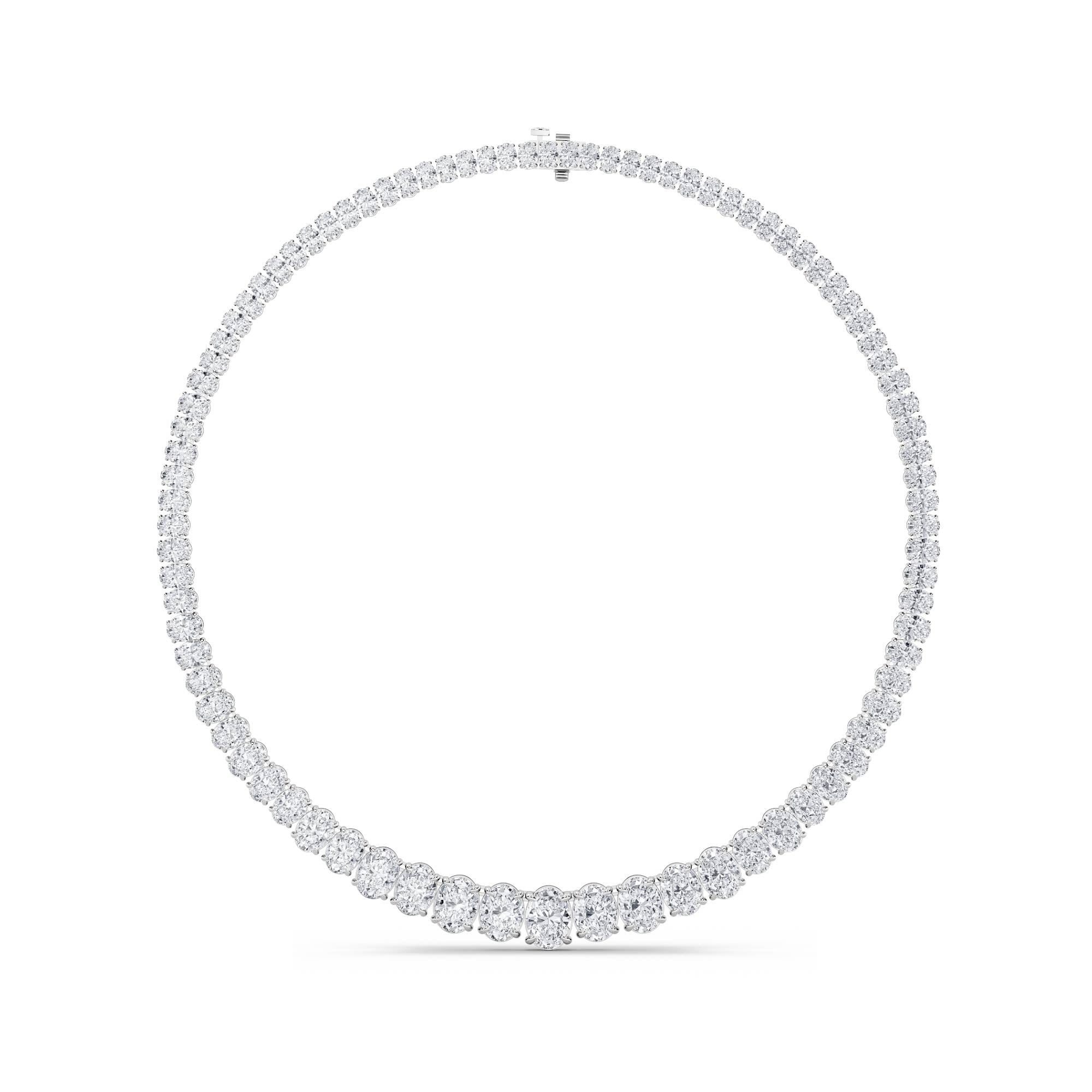 50.00ct 14KT White Gold Diamond Luxury Oval Graduating Necklace