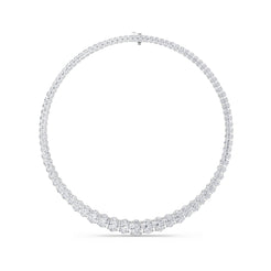 50.00ct 14KT White Gold Diamond Luxury Oval Graduating Necklace