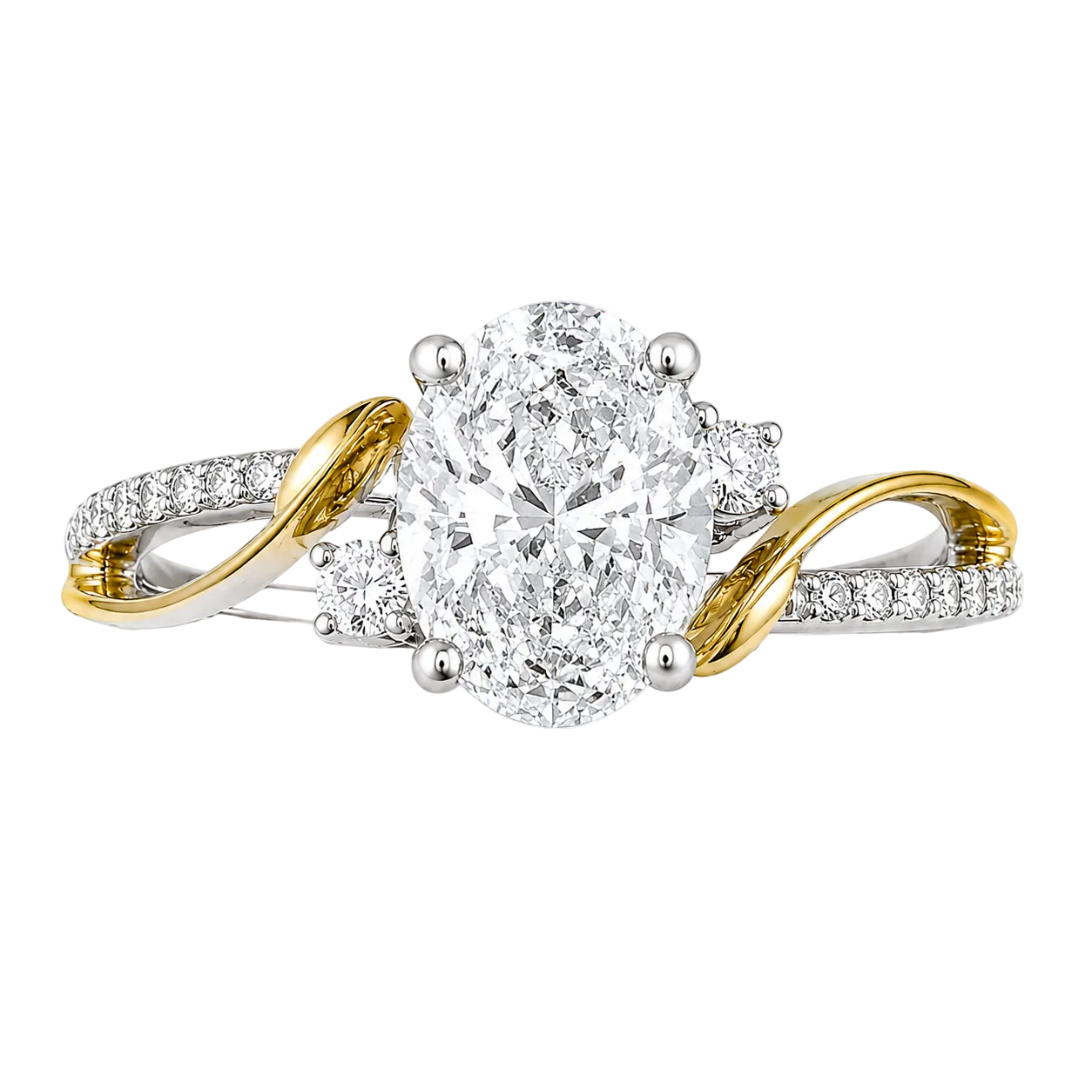 2.18ct 14K Two Tone Gold Aurora Bloom Ring (IGI Certified)