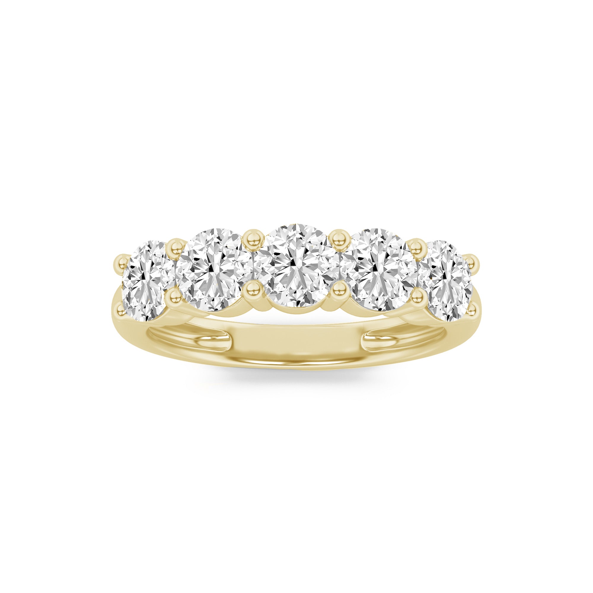 1.00ct 14K Yellow Gold Half Eternity Band Round Diamond Ring