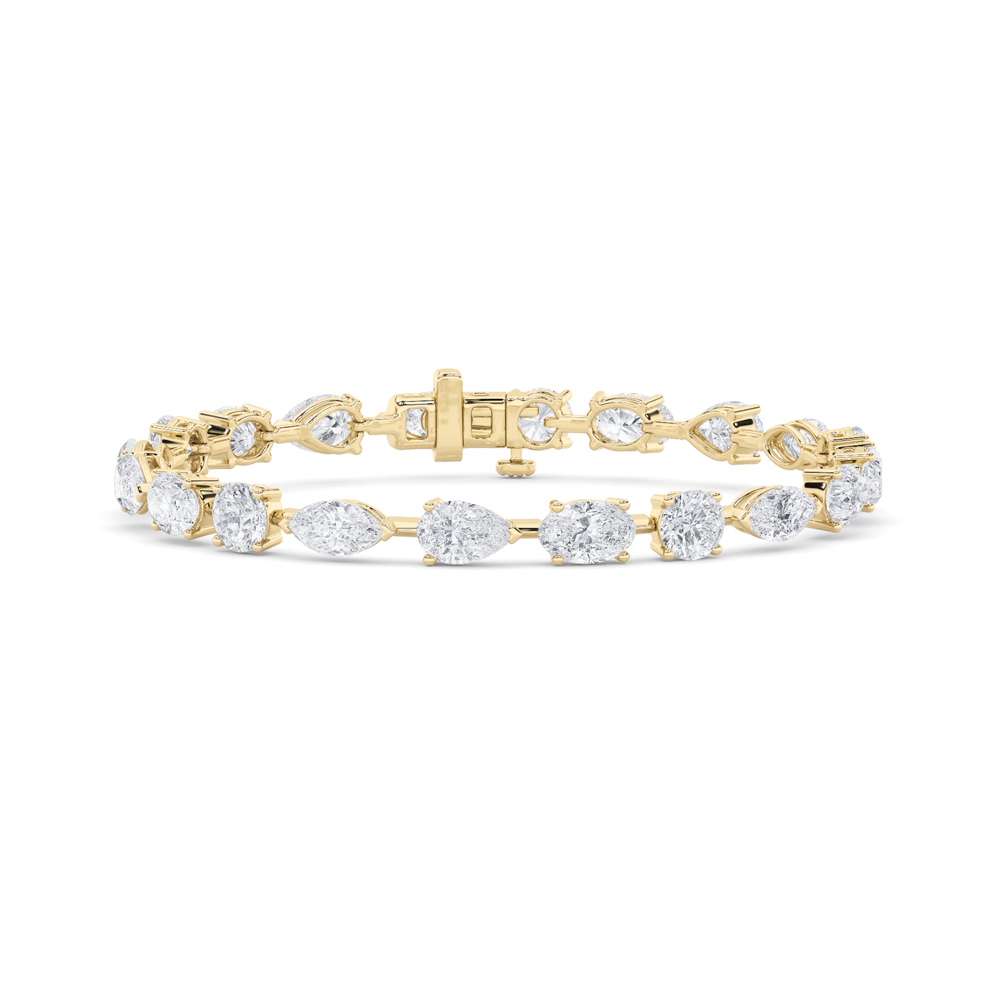 6.00ct 14K Yellow Gold Multi Station Pear & Marquise Diamond Bracelet