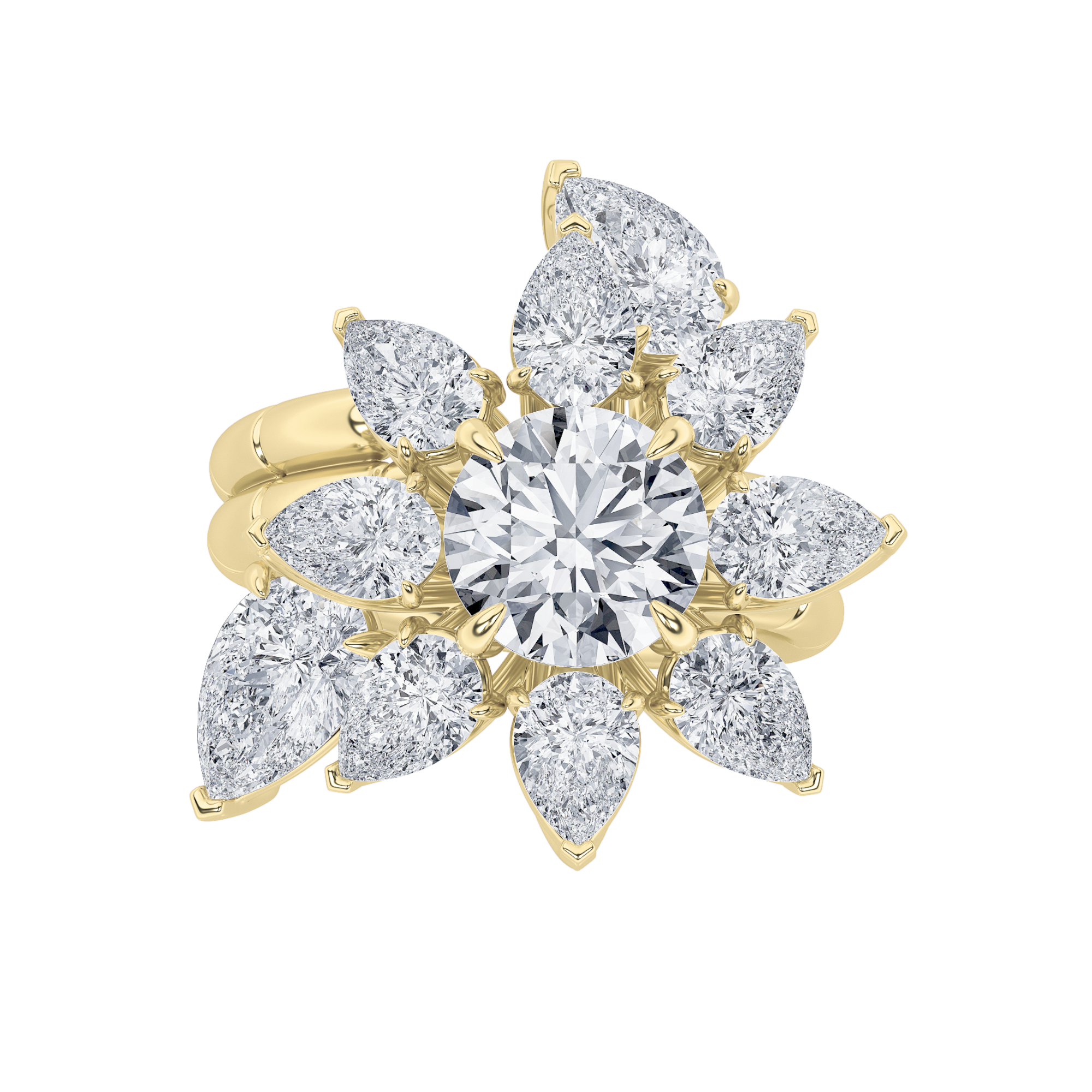 6.50ct 14KT Yellow Gold Yellow Open Fashion Diamond Luxury Ring