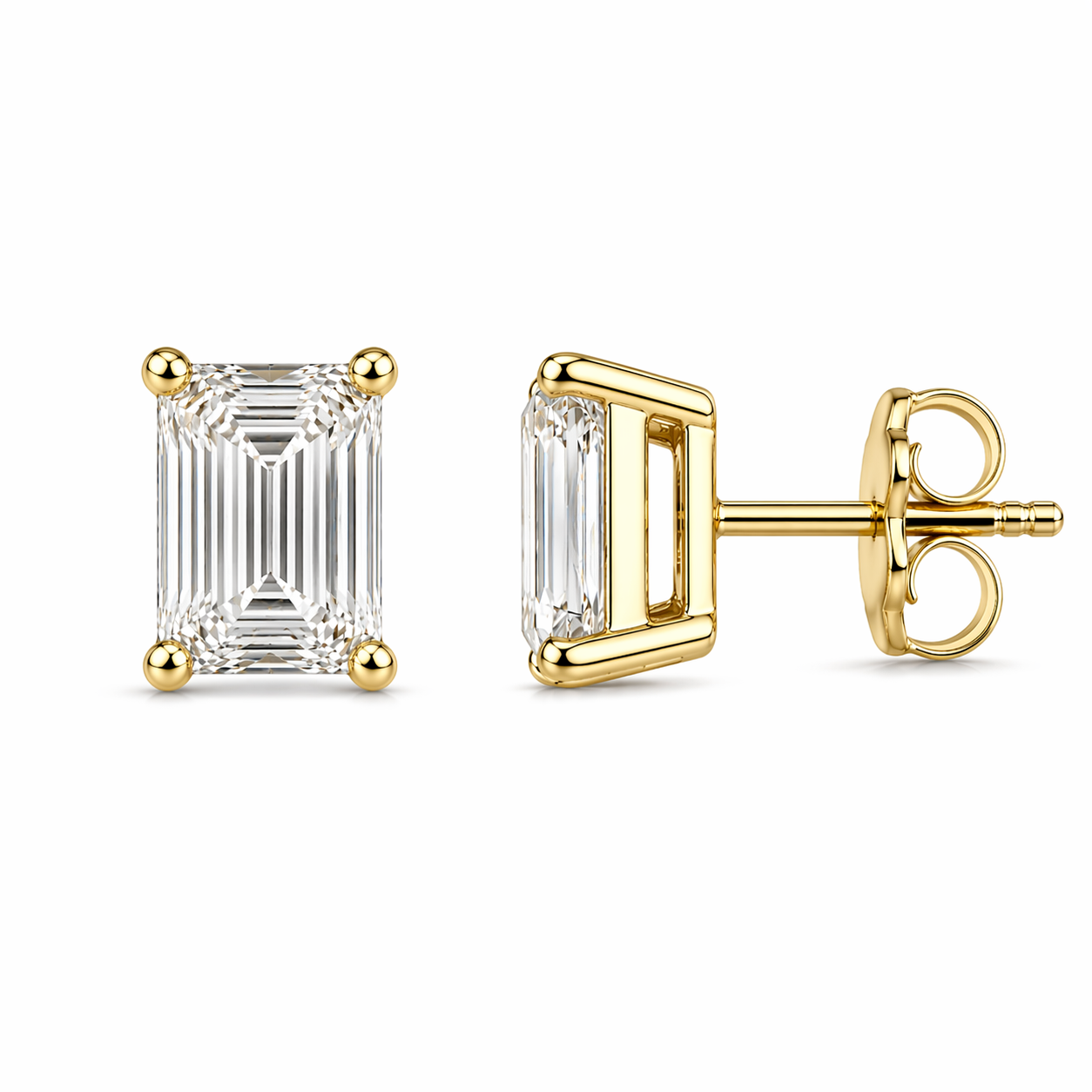 1.00ct 14K Yellow Gold Ashoka Diamond Stud Push Back Earrings
