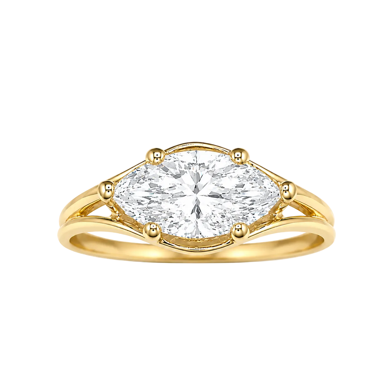 1.08ct 14K Yellow Gold East-West Marquise Diamond Ring (IGI Certified)