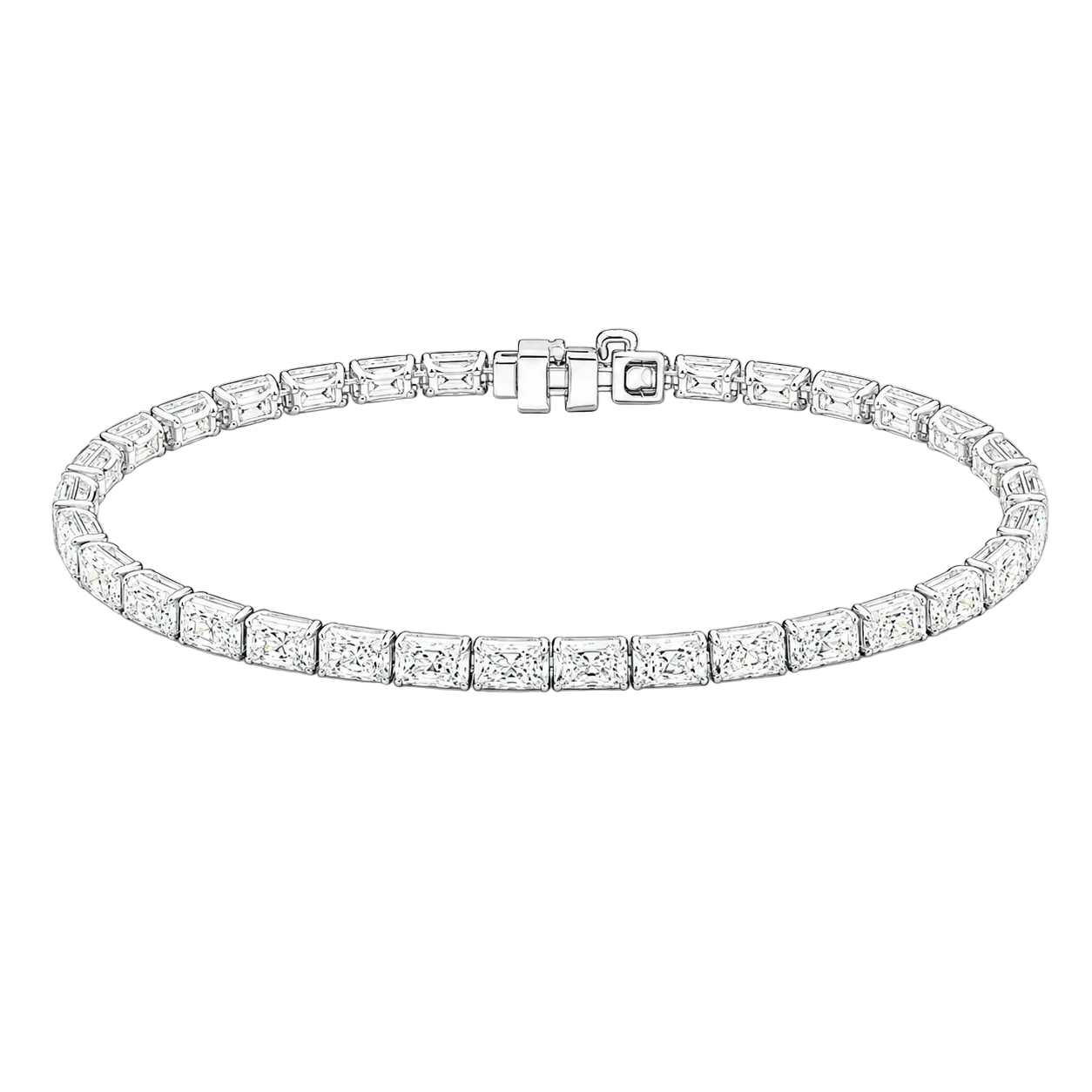 9.55ct 14K White Gold Radiant Lab-Grown Diamond Tennis Bracelet