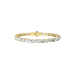 7.05ct 14K Yellow Gold Oval East West Diamond Tennis Bracelet 7"