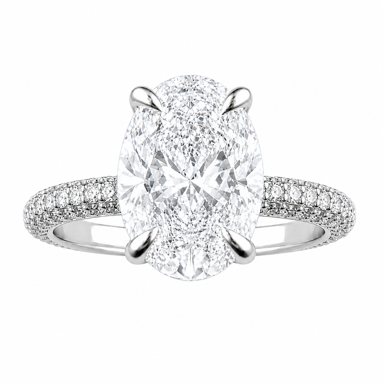 4.26ct 14K White Gold Oval Diamond Engagement Ring (IGI Certified)