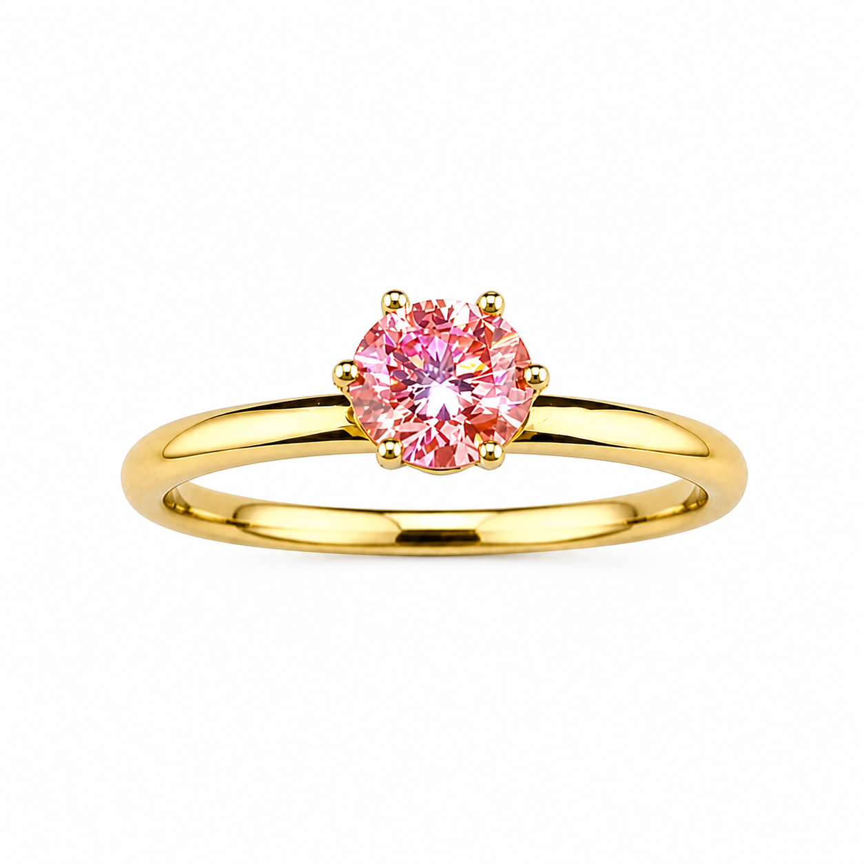 0.50ct 14K White Gold Fancy Vivid Pink Diamond With Pave Band Ring