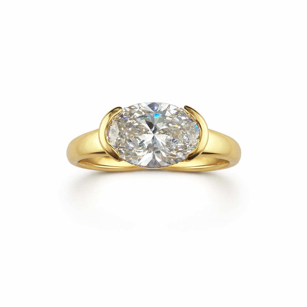 2.15ct 14K Yellow Gold Oval Diamond Hidden Halo Ring (IGI Certified)