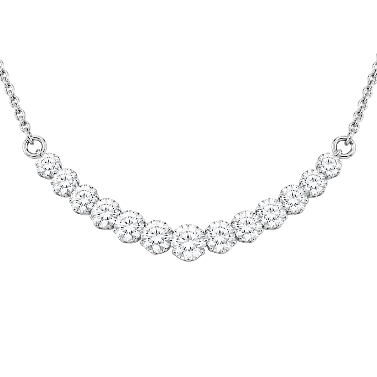 3.00cts. 14K White Gold Graduated Diamond Bar Necklace (IGI Certified)