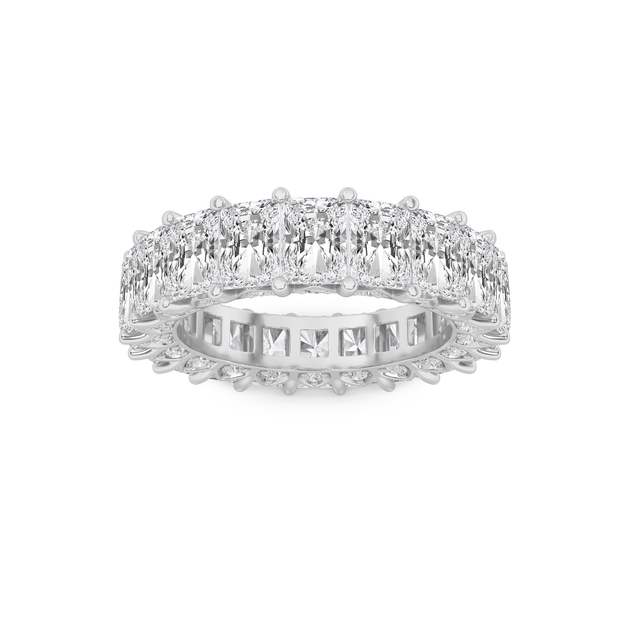 9.00ct 14K White Gold Eternity Band Emerald Diamond Ring